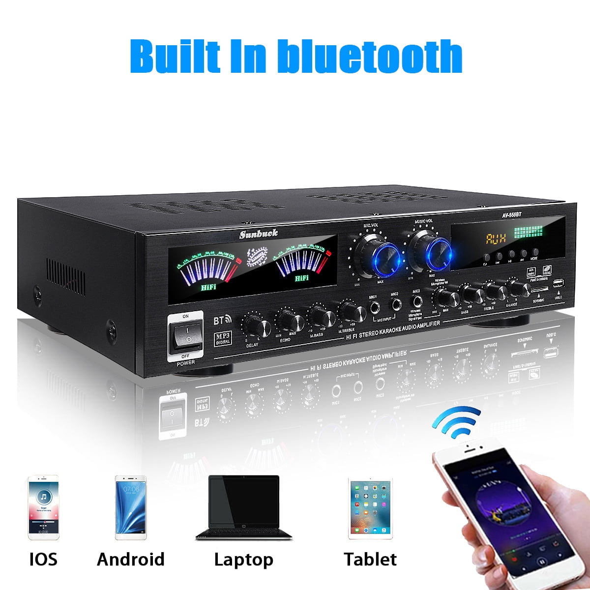 BlitzMax 800W Bluetooth Home Theater Stereo Receiver (Black, 5-Channel) vox5x