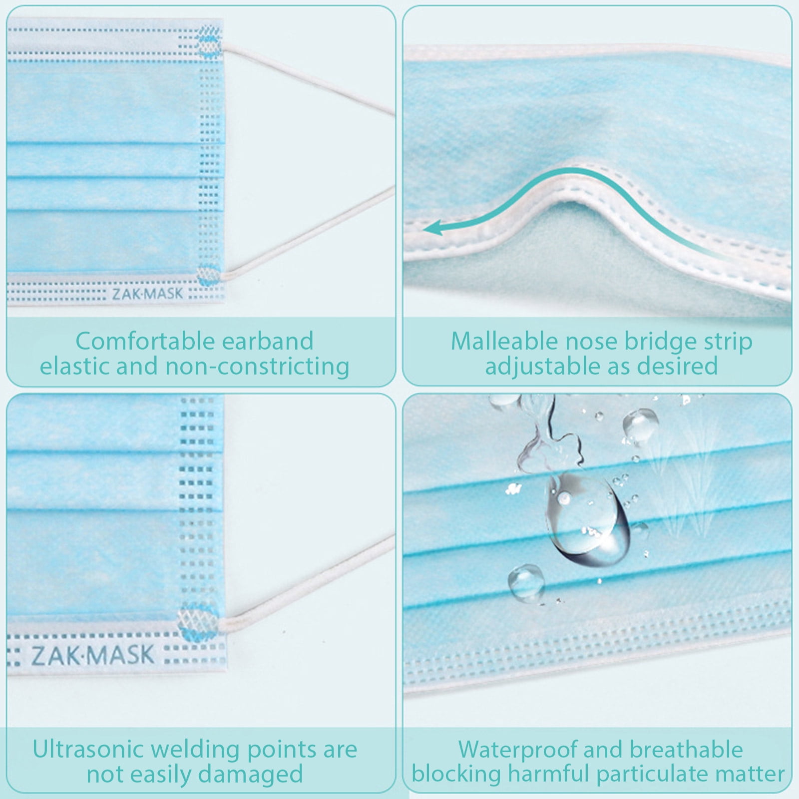 Tianiyouqing Disposable Face Masks, Breathable 3-Layer Protective Cover for Daily Use (Sky Blue, 50 Pack) lb421