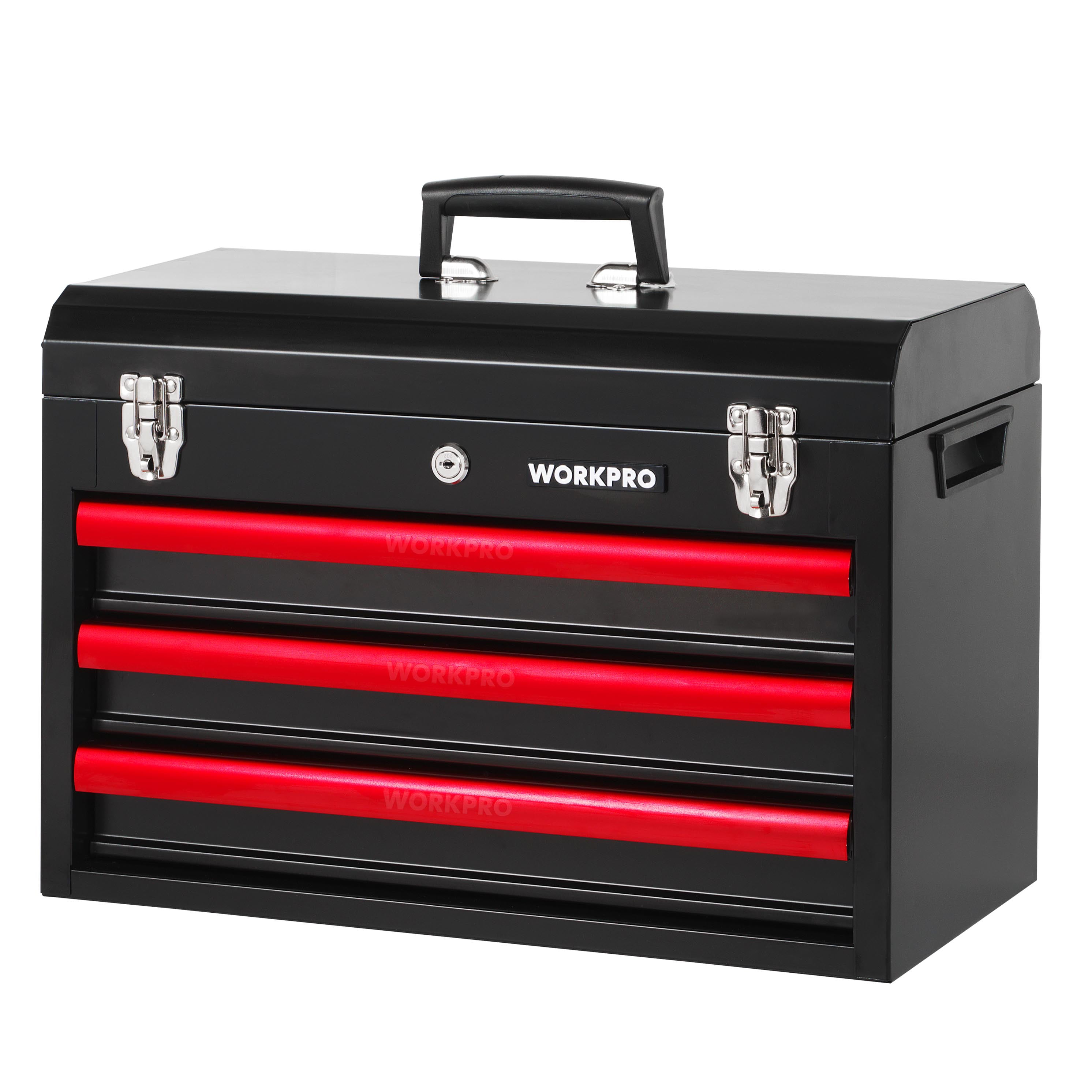 WORKPRO 408-Piece Mechanics Tool Set, Heavy-Duty Household Repair Kit with 3-Drawer Metal Storage Box (408-Piece) 8ornf