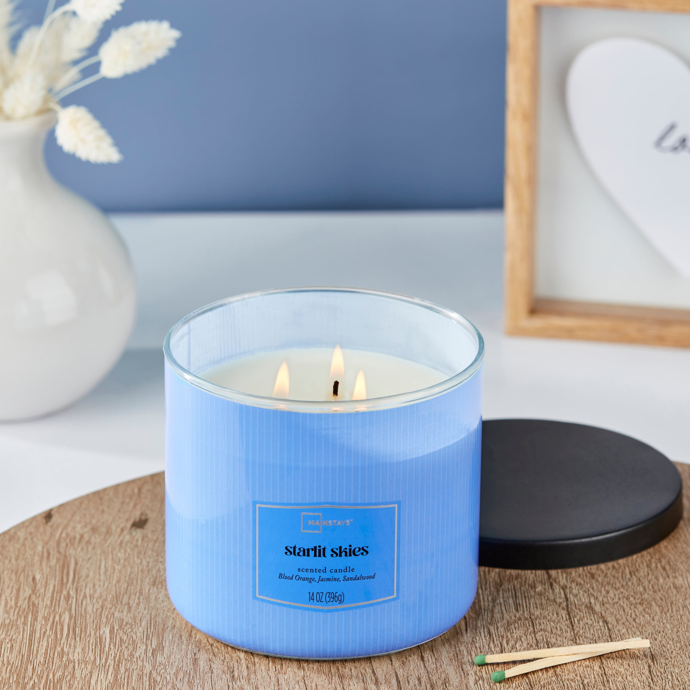 Mainstays Starlit Skies 3-Wick Scented Candle with Decorative Wrap (Blue, 14 oz) 9s526