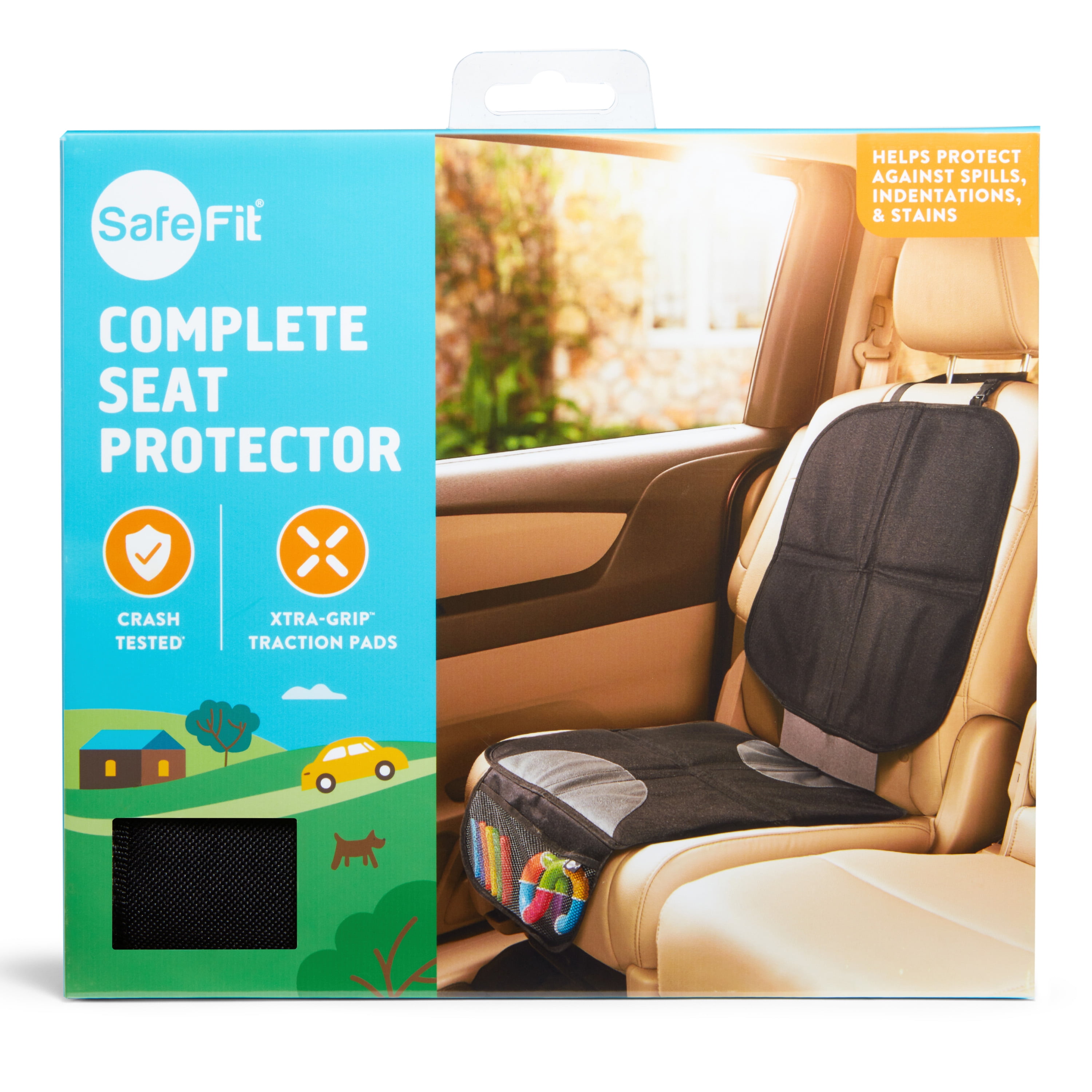 SafeFit Complete Toddler Car Seat Protector (Black, 18 in x 48 in) a0y9u