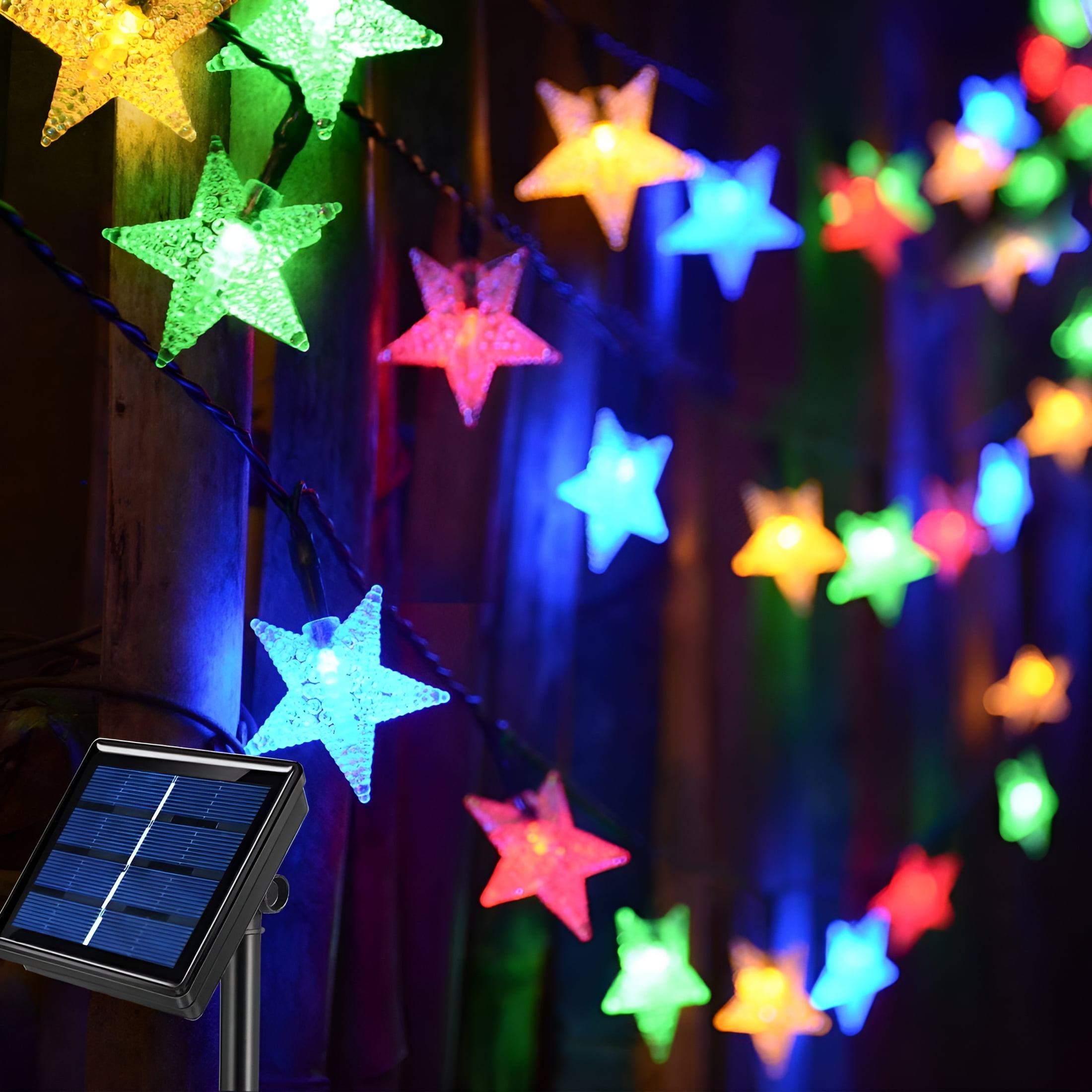 Hibibud Solar String Fairy Lights, Waterproof Star Twinkle Decorative Lighting for Patio and Garden (Multicolor, 23 ft) sud29