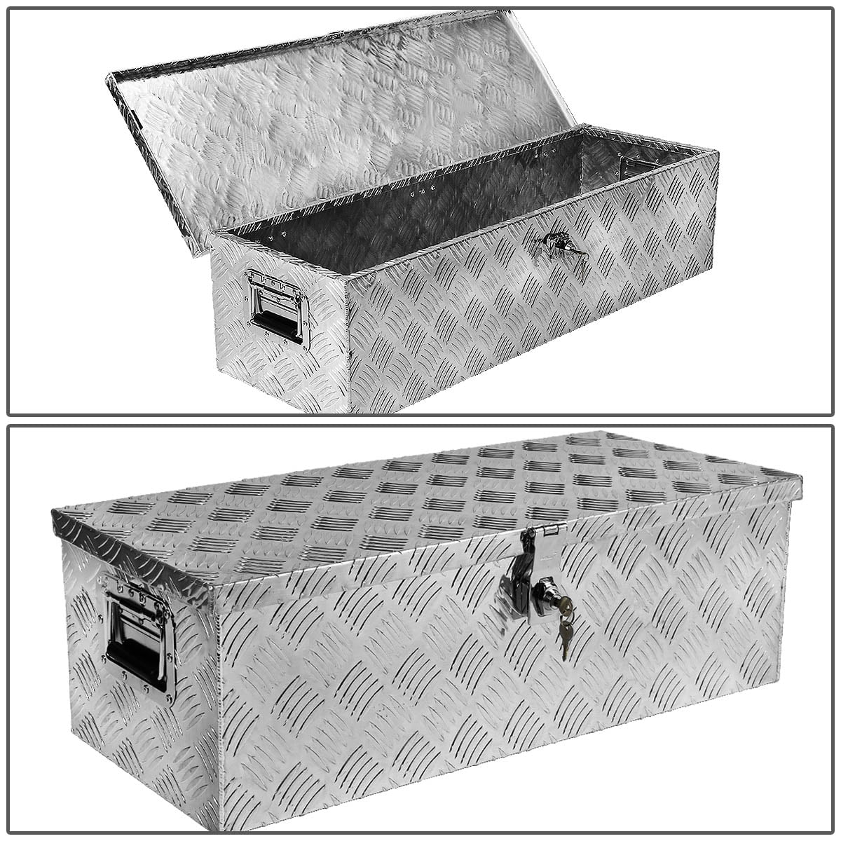 DNA Motoring Aluminum Pickup Truck Bed Trailer Storage Tool Box (Silver, 30 in x 13 in x 10 in) cx6rs