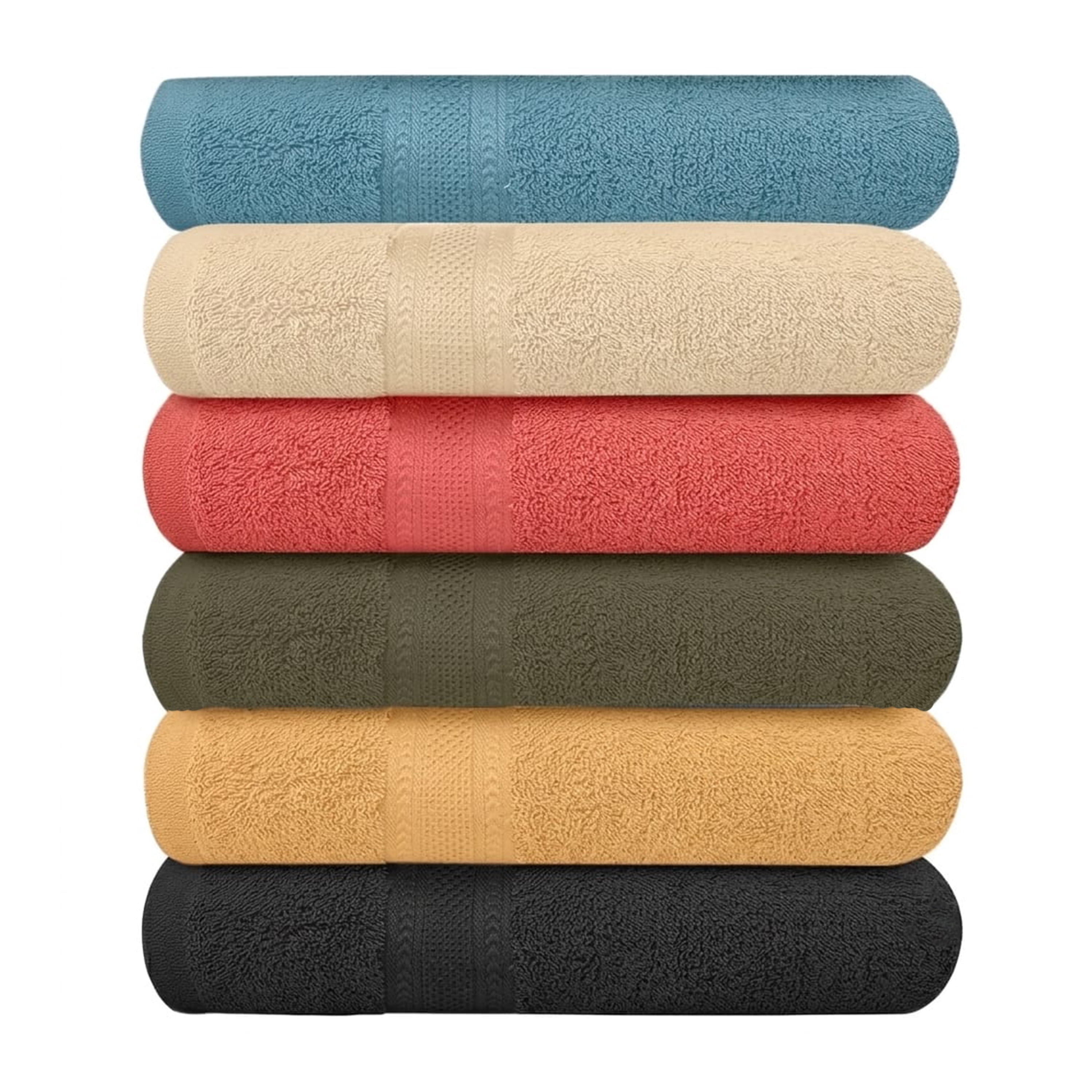 KAHAF COLLECTION Cotton Bath Towel Set, Quick-Dry and Highly Absorbent, Soft Bathroom Essentials (Multicolor, 6-Pack, 27 in x 54 in) upiyo