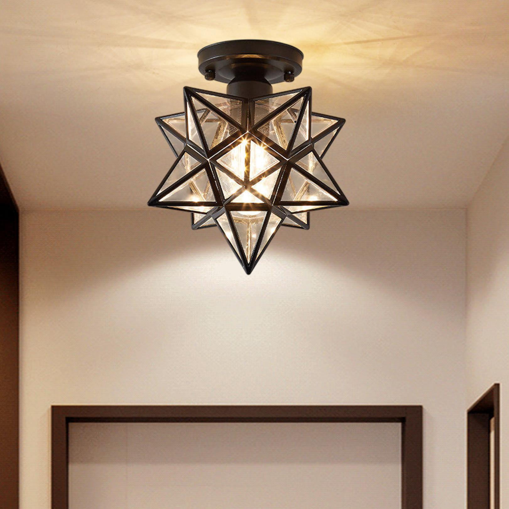 Toycle Moravian Star Flush Mount Ceiling Light, Transitional Brass Fixture with Clear Glass (Black, 12 in) u3c7z