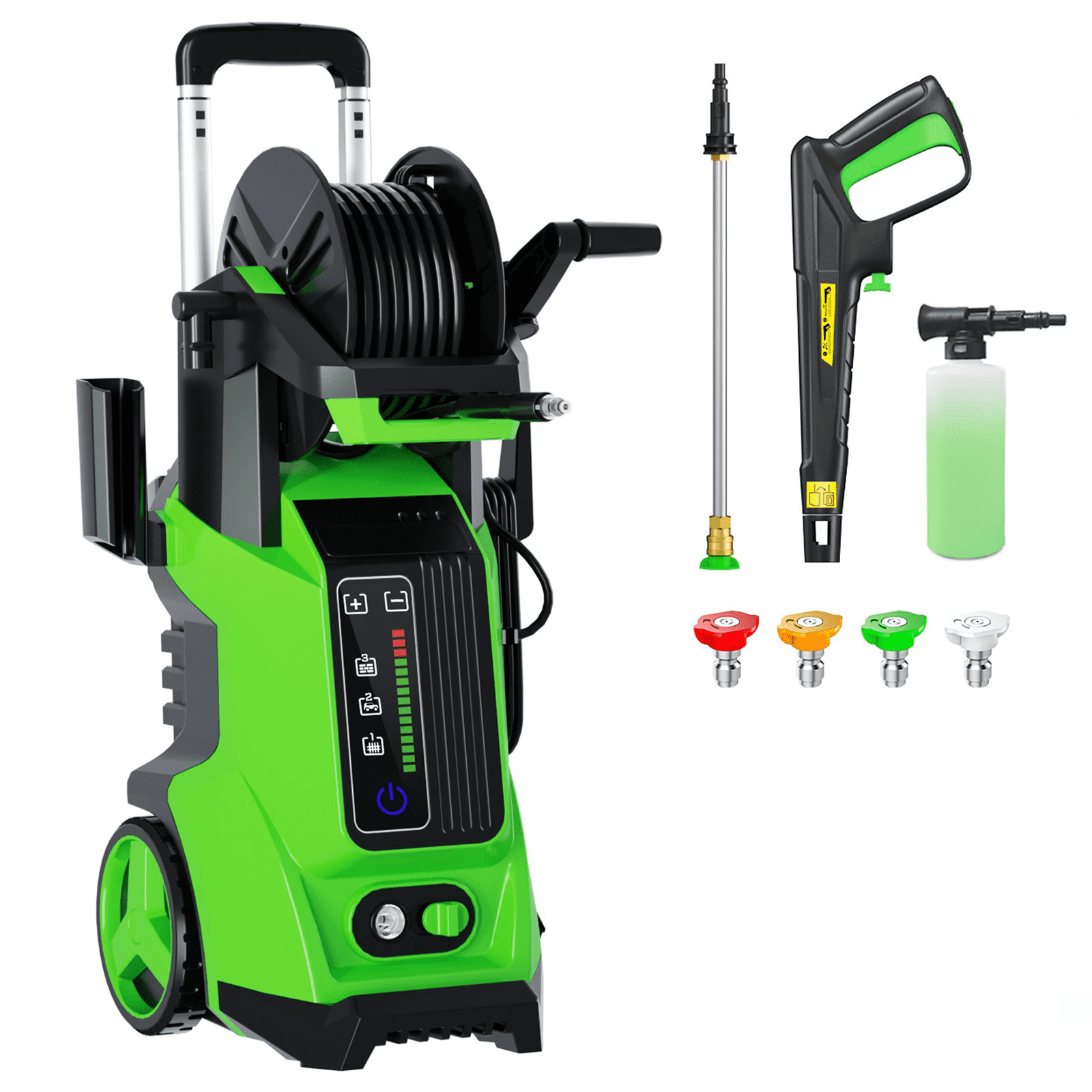 HONGMIN Electric Pressure Washer 4500 PSI 3.0 GPM with Smart Touch Screen and Foam Cannon (Black, 1 Unit) diuq0