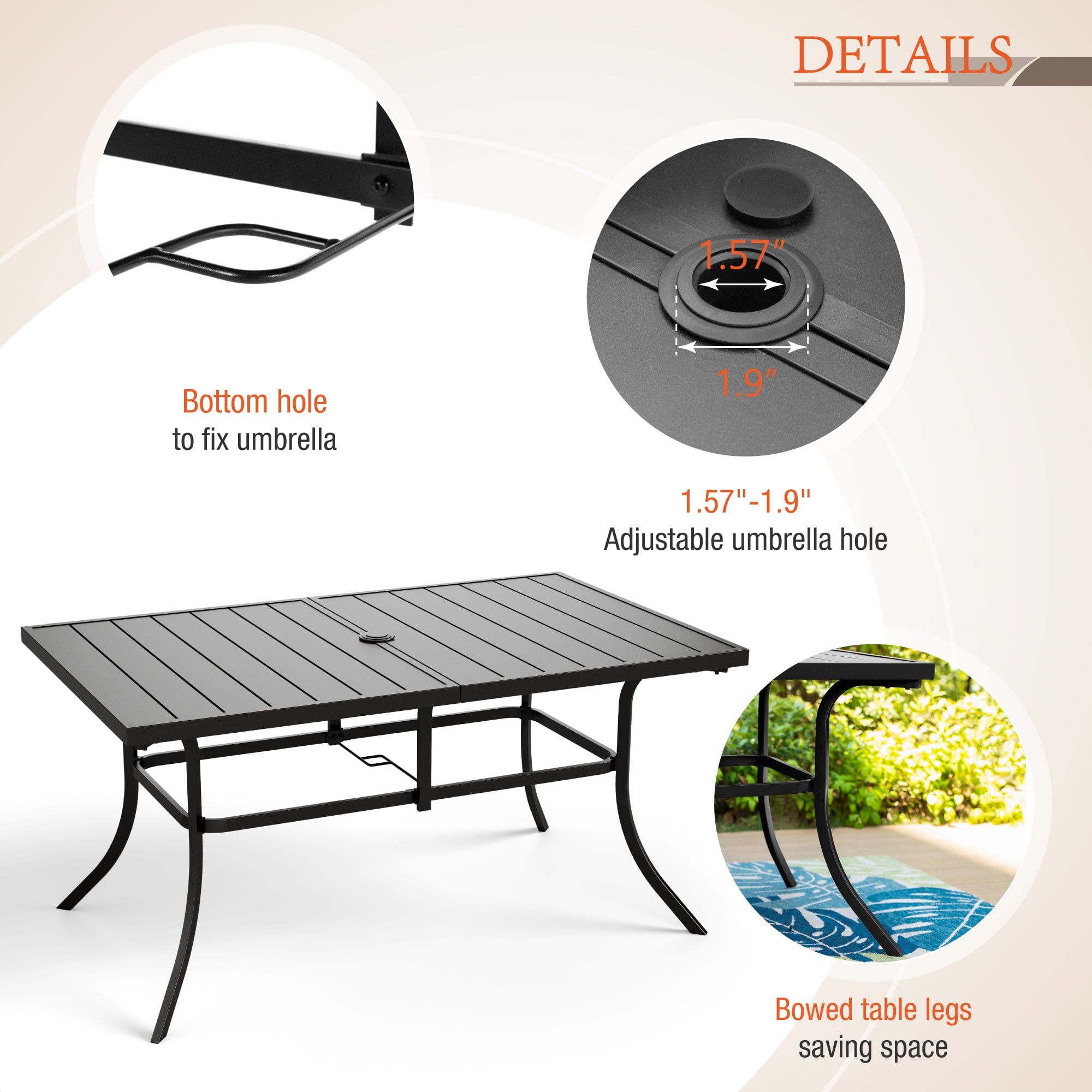 Sophia & William 7-Piece Outdoor Patio Dining Set with Cushions and Steel Table (Beige, 7-Piece Set) m47um