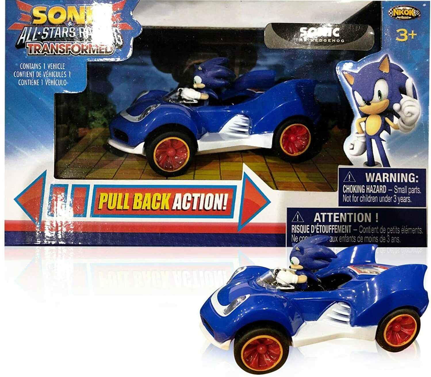 Sonic The Hedgehog Pull Back Racing Car Action Figure (Blue, 4 in) 16tue