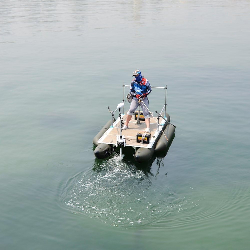 AQUOS Heavy-Duty Inflatable Pontoon Boat for Fishing with Stainless Steel Guard Bar and Folding Seat (11.5 ft) 30otv