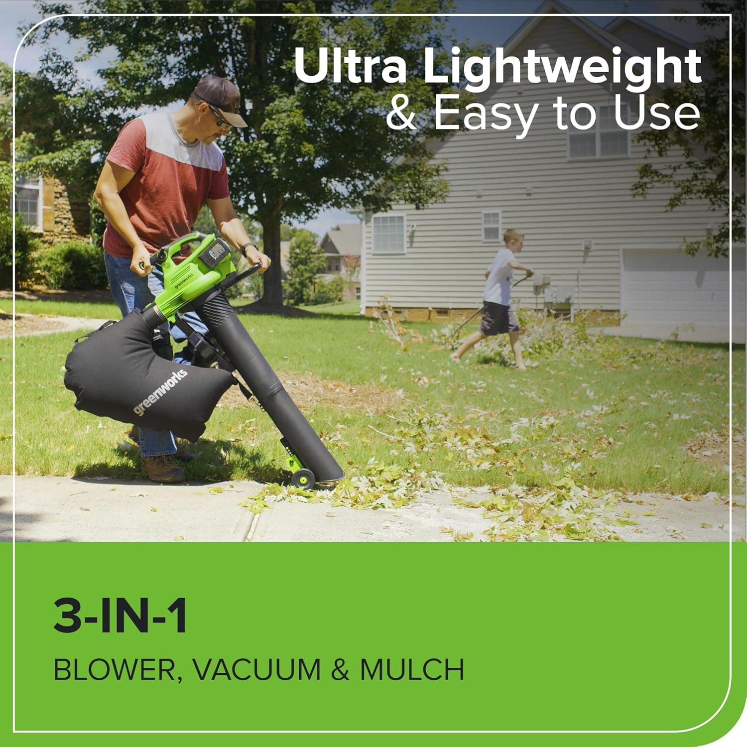 Greenworks 48V Brushless Leaf Blower and Vacuum Kit with (2) 4.0Ah Batteries and Dual Port Charger 8e49s