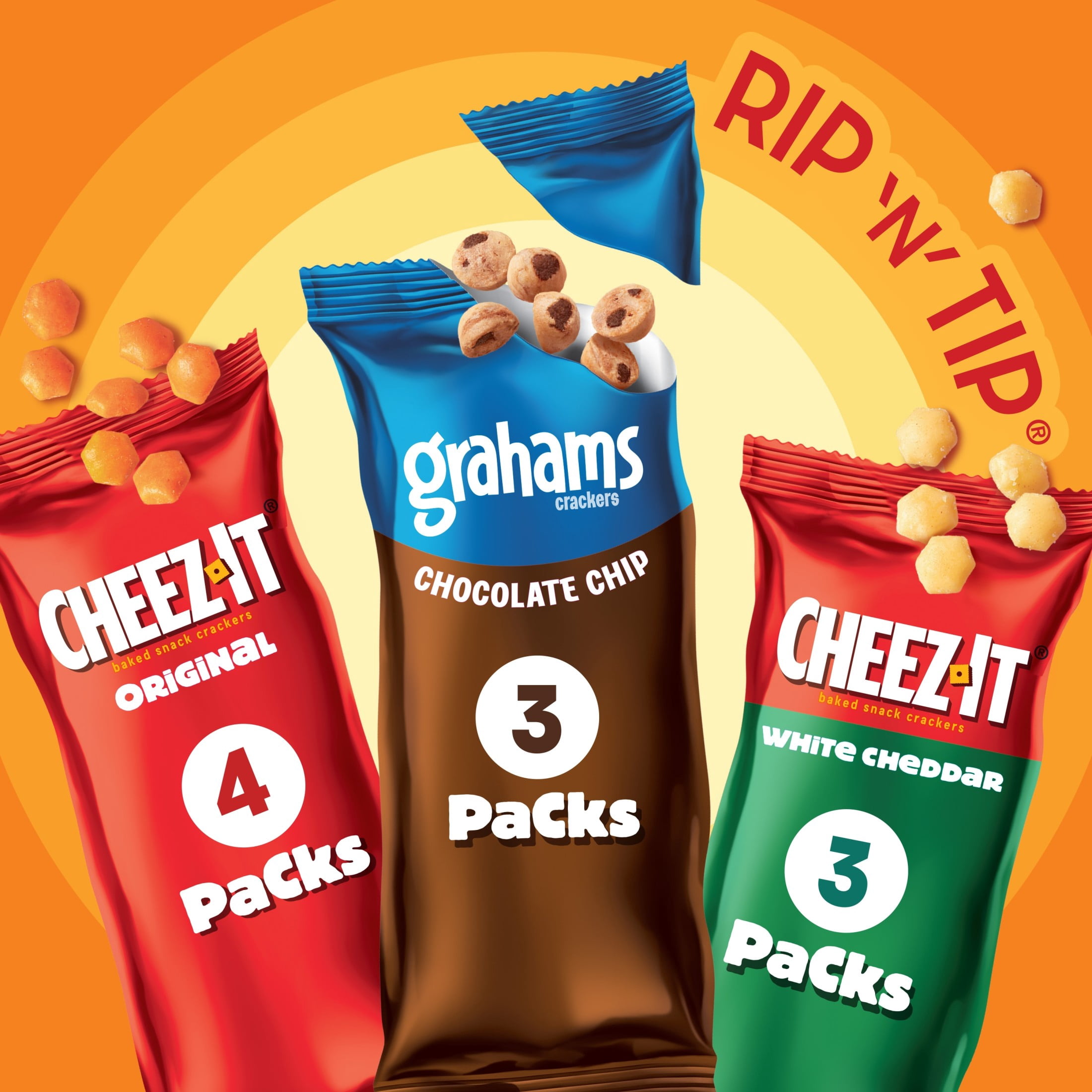 Cheez-It Gripz Variety Snack Pack, Baked Mini Crackers and Grahams (9 oz, 10 Count) fupnh