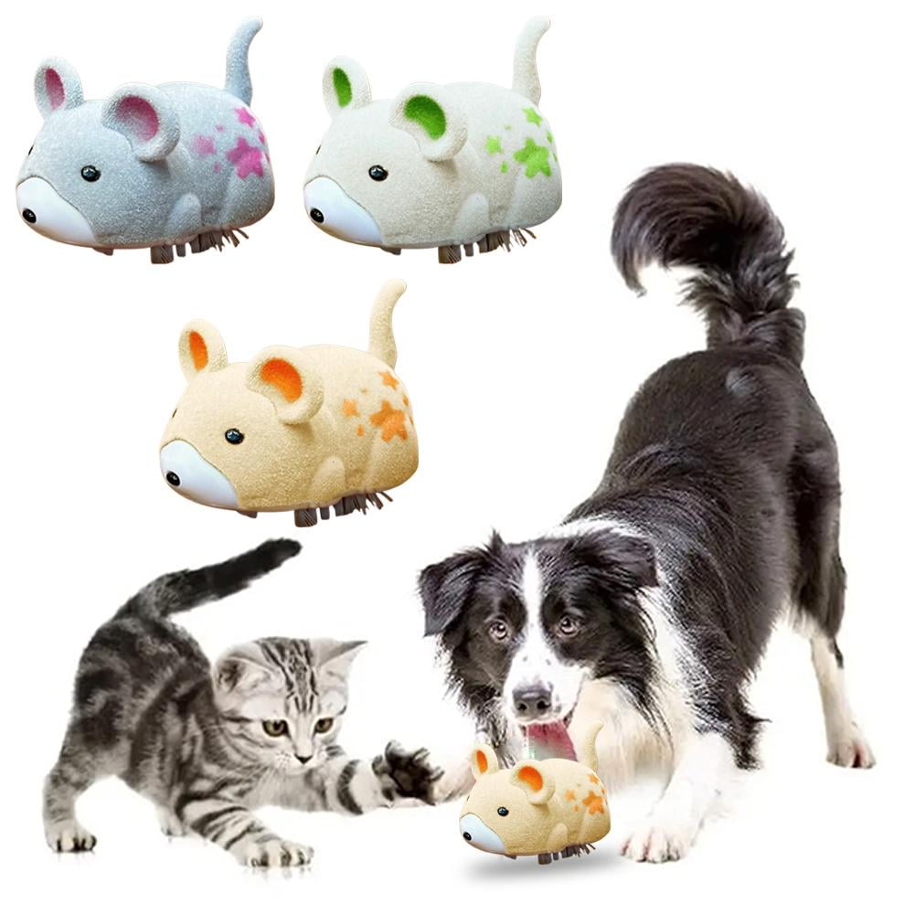 SharkTRUE Interactive Electric Cat Toy Mouse, Automatic Moving Kitten Toy with Furry Tail (Gray, 1.95 in x 1.56 in x 1.36 in) ndwli