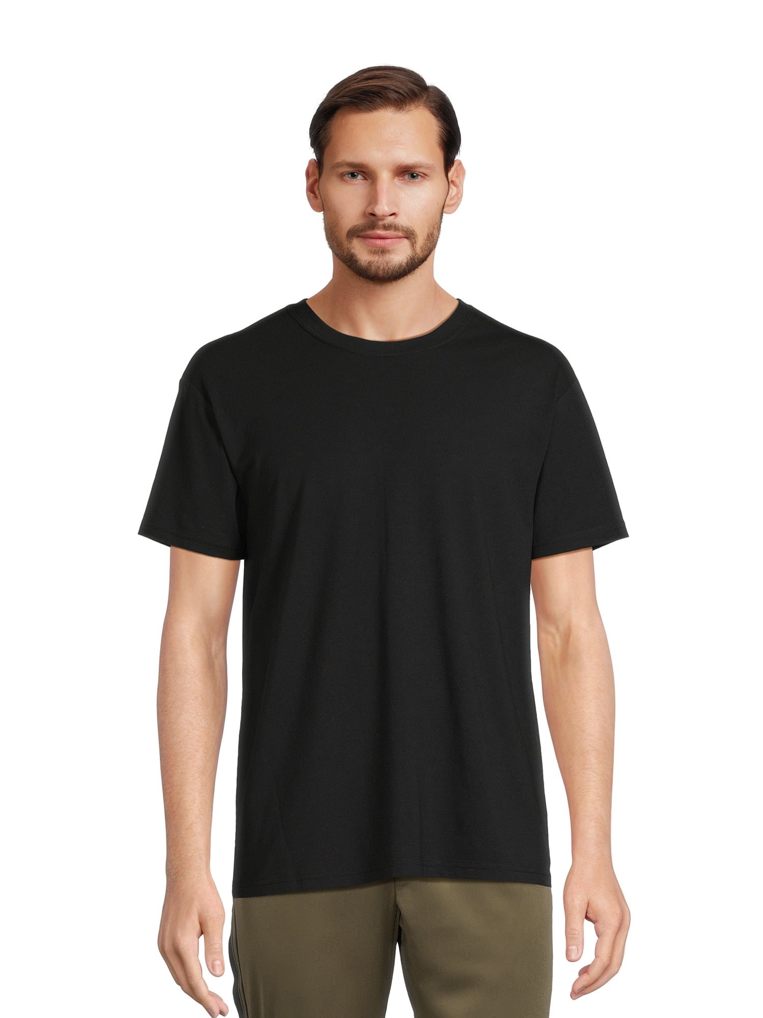 Athletic Works Men's Tri Blend Crew Neck T-Shirt (Black, S-4XL) yukap