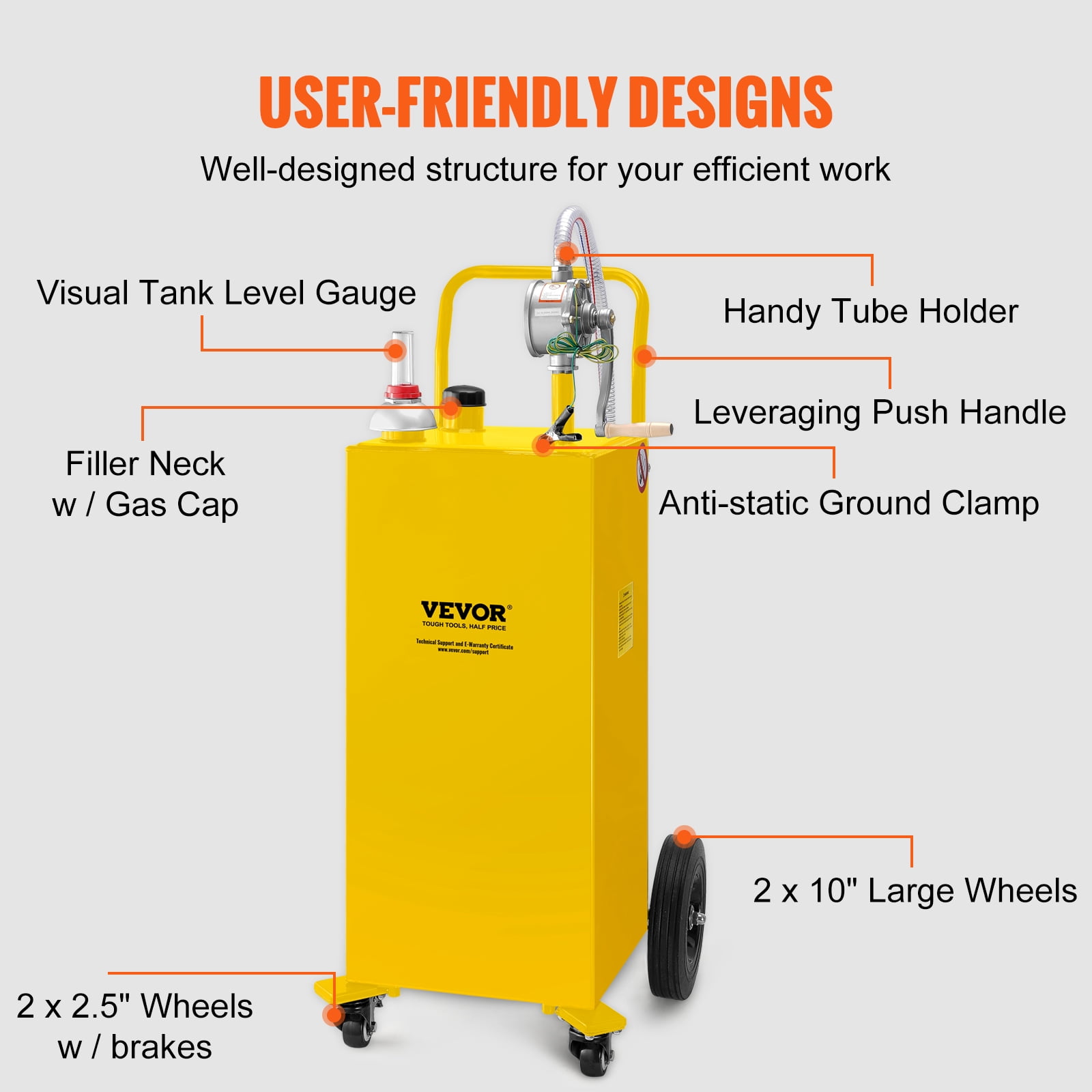 SKYSHALO 35 Gallon Portable Fuel Caddy with Rotary Pump and 4 Wheels (Yellow, 35 Gallon) jftmz