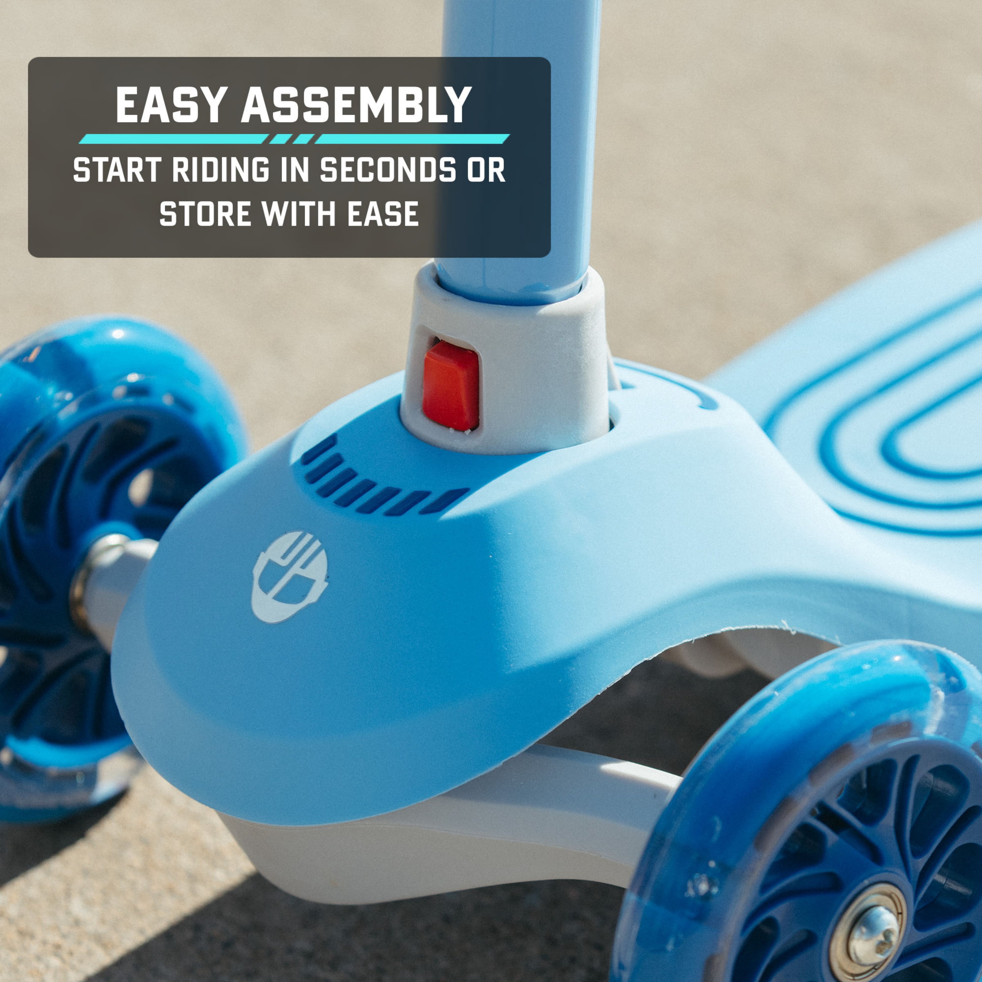 GOTRAX Bobloo 3-Wheel Kick Scooter with LED Light-Up Wheels, Lean-to-Steer Design (Blue, Adjustable Height) 4kda3