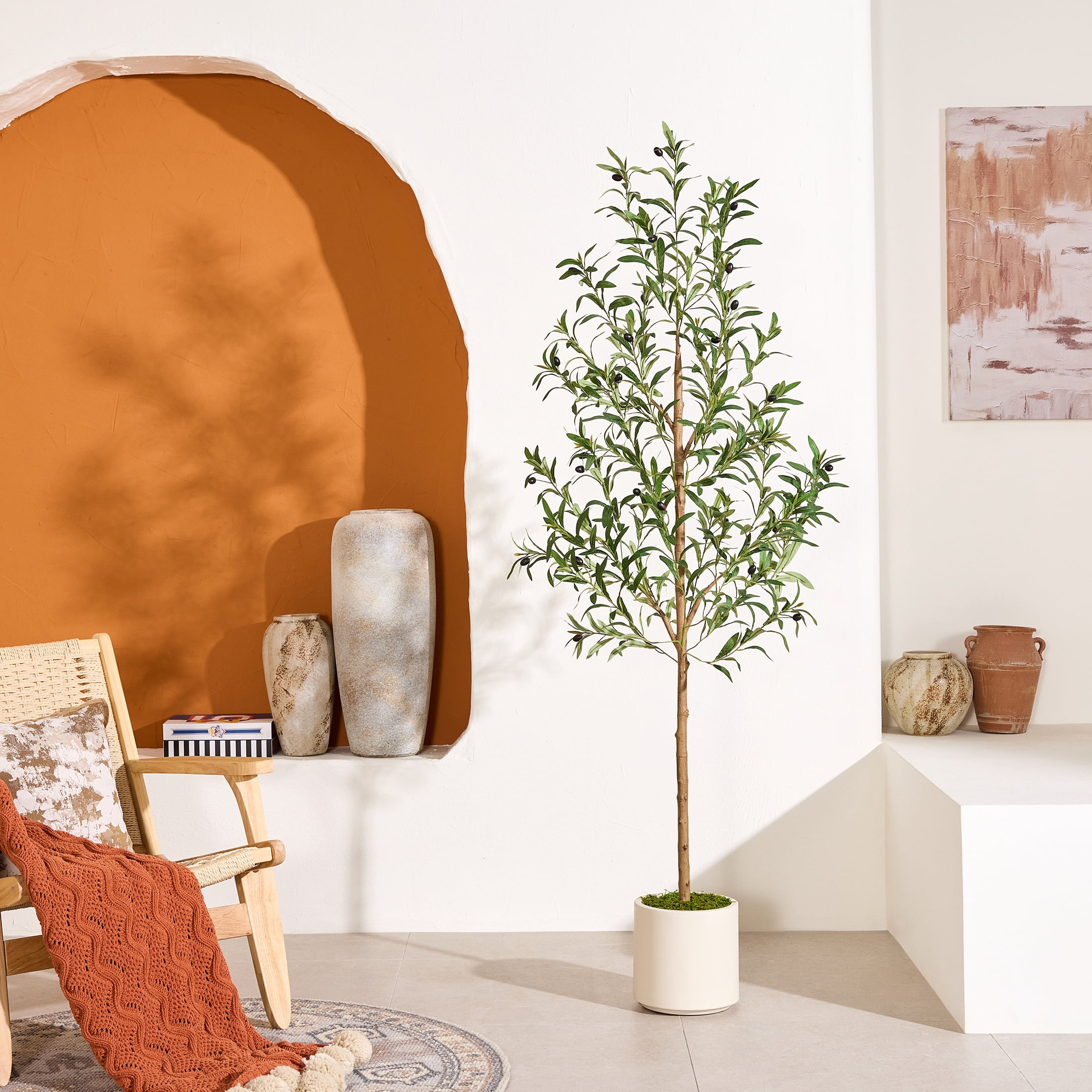DR.Planzen Artificial Olive Tree with Realistic Fruits and Planter (Green, 6 ft) 2nhck