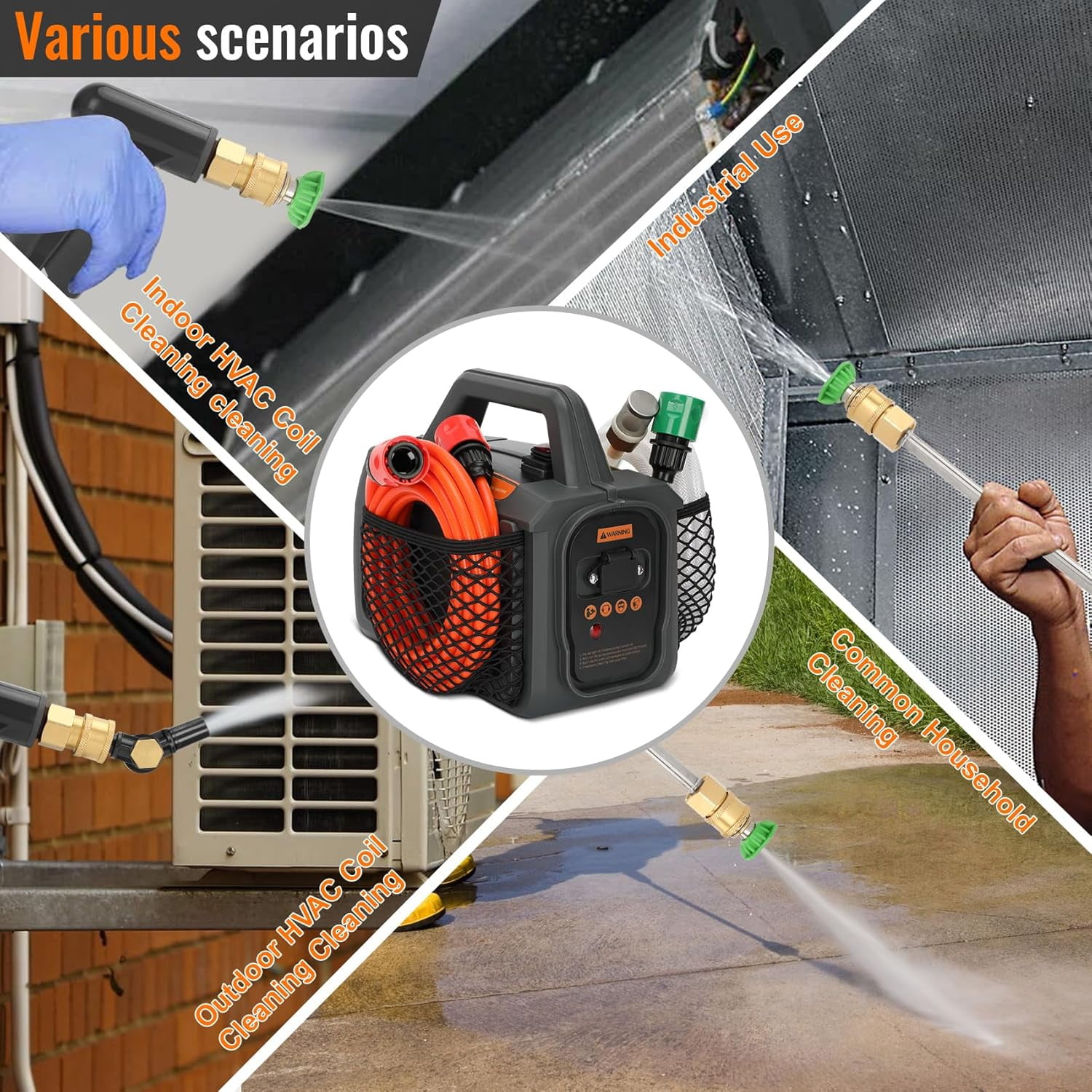 FEIKEER HVAC Coil Cleaning Sprayer, Portable Pressure Washer for AC Maintenance (120V, 80W) hntho