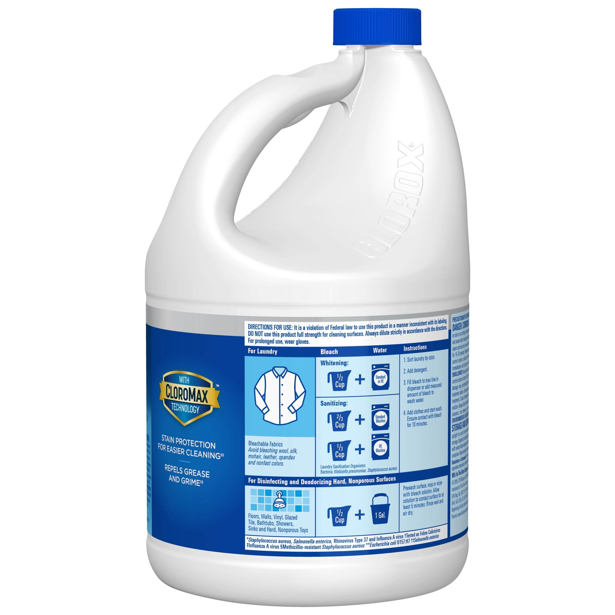Clorox Disinfecting Bleach, Concentrated Laundry Whitener and Surface Cleaner (Regular, 2 Pack, 121 fl oz) hmznr