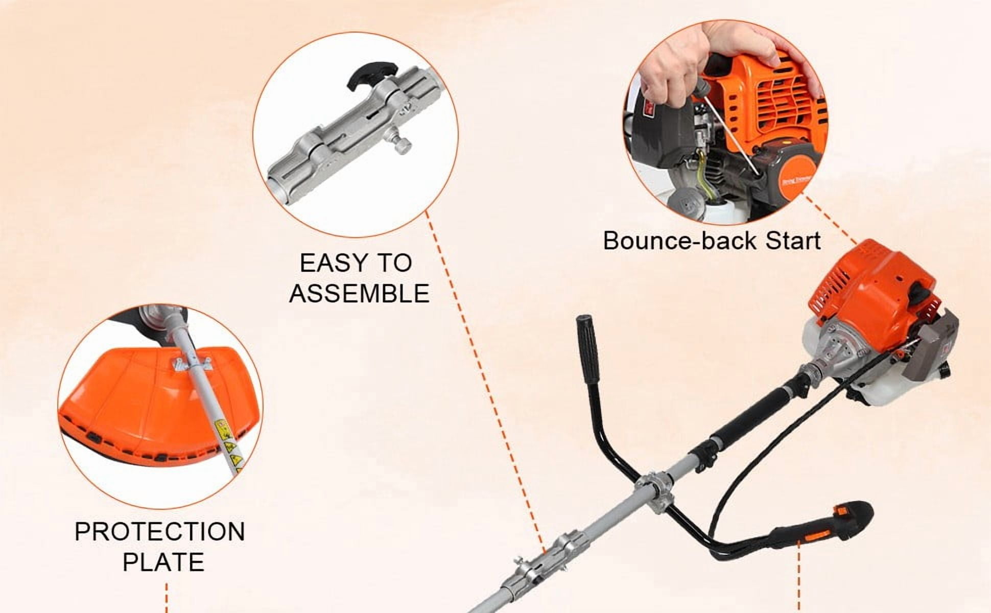 WETS 52cc 2-Stroke Gas String Trimmer and Brush Cutter (Orange, 10 in) 039x9