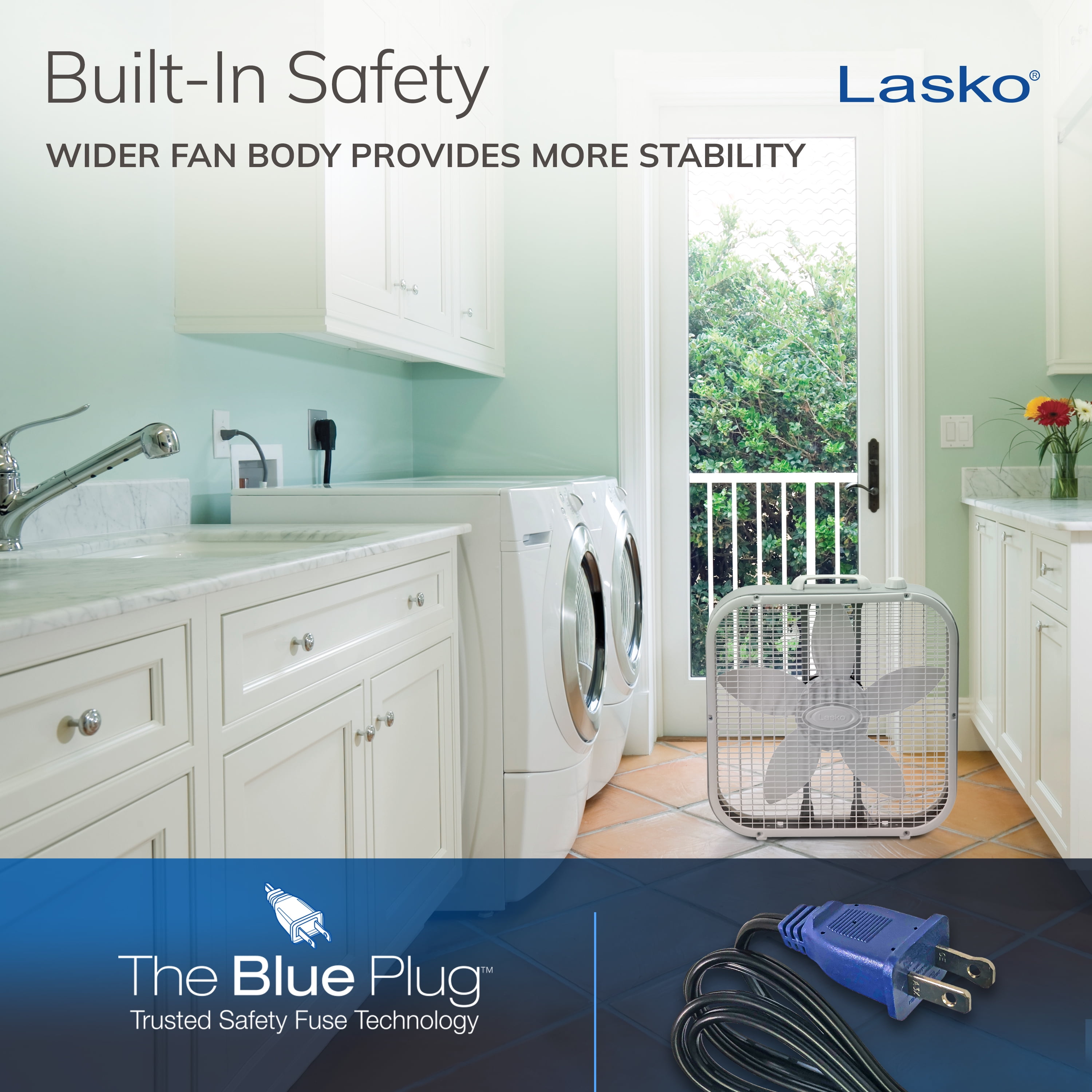 Lasko 20 in 3-Speed Energy Efficient Box Fan (White, 20 in) 35nps