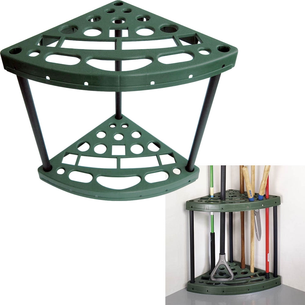 Sto-Away Yard Tool Corner Storage Rack (Green, 23.55 in x 15.75 in x 21.89 in) rxpe6
