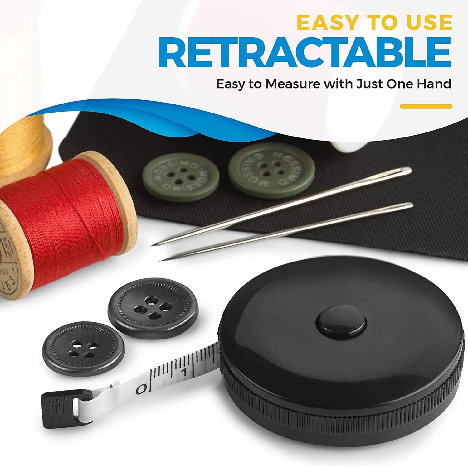 MEDca Retractable Body Measuring Tape for Fitness and Weight Loss (Black, 60 in, 2 Pack) gzsen