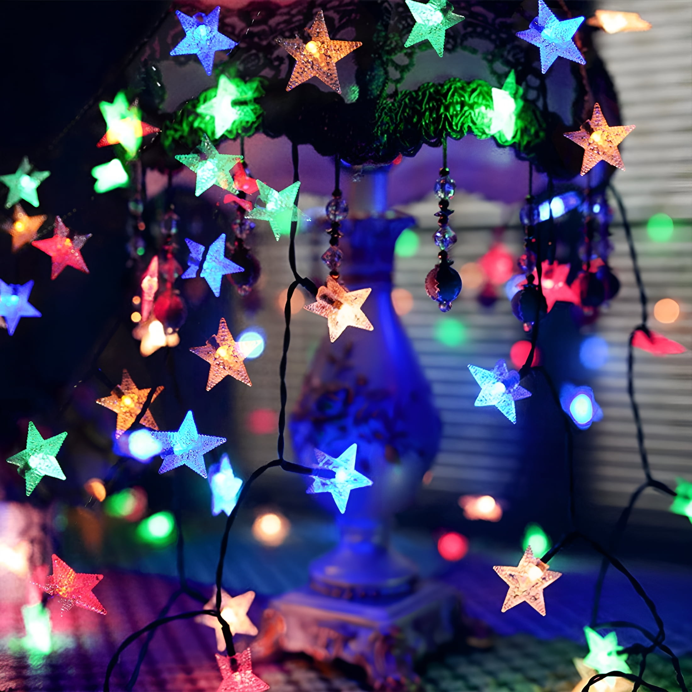 Hibibud Solar String Fairy Lights, Waterproof Star Twinkle Decorative Lighting for Patio and Garden (Multicolor, 23 ft) sud29