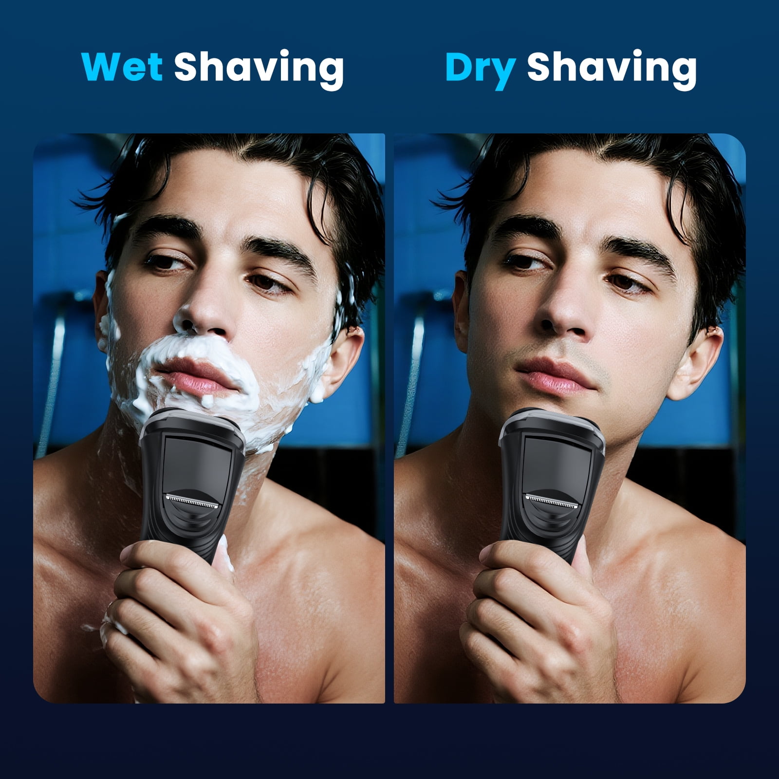 SweetLF Electric Shaver for Men, 3D Rotary Cordless Rechargeable Razor with Pop-up Trimmer (Blue, 1 Count) 38z9z