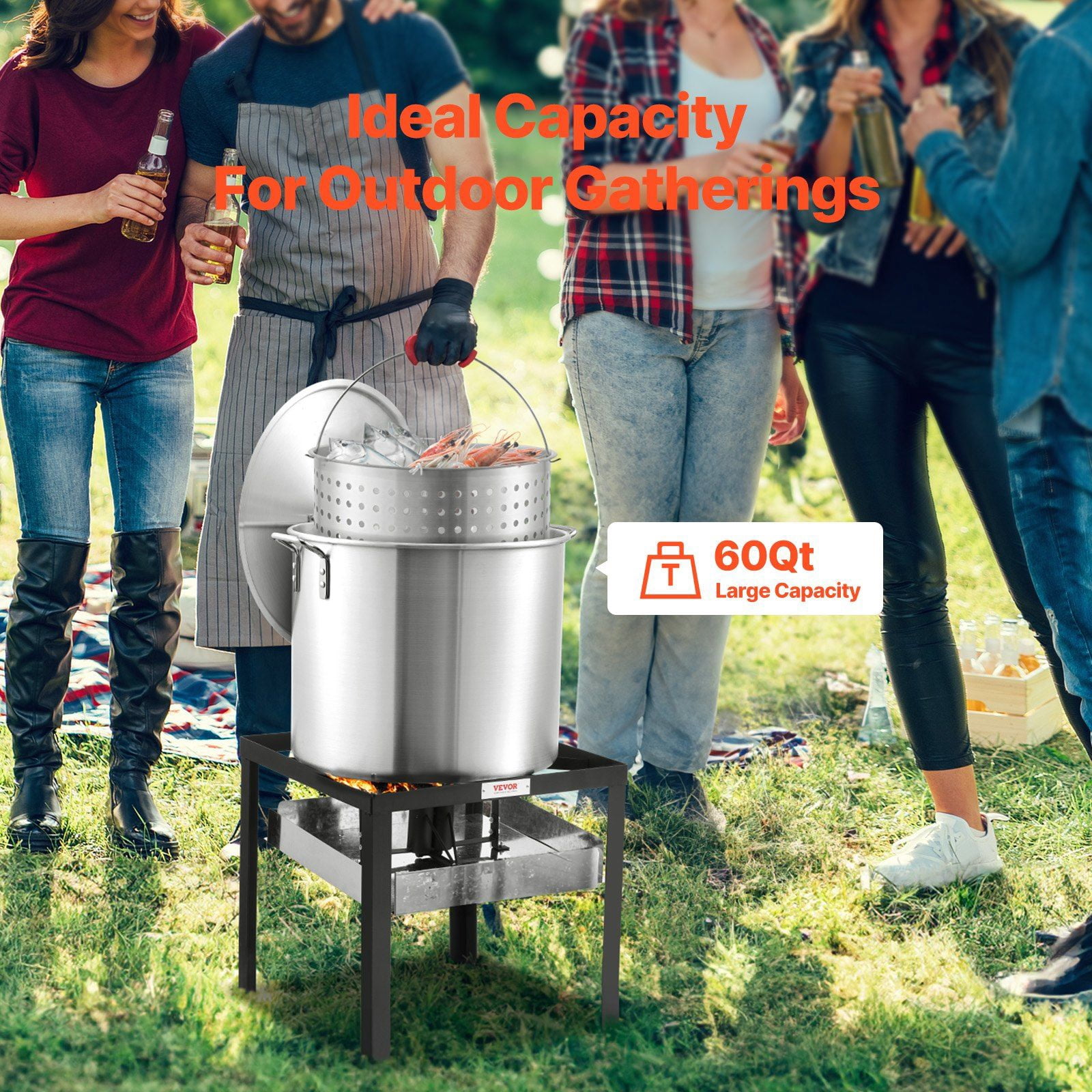 Generic 60 Qt Seafood Boiling Kit with Strainer Outdoor Crab Crawfish Cooking Pot (60 Qt) xje0c