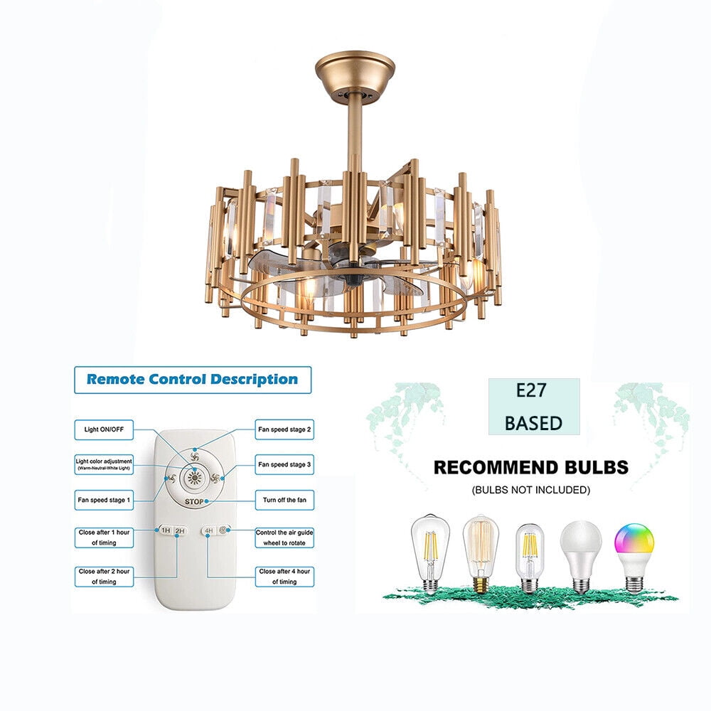 YI YIBYUS 20 in Ceiling Fan with Light, Indoor/Outdoor Flush Mount Fan, Remote Control (Gold, 20 in) 4y2nh