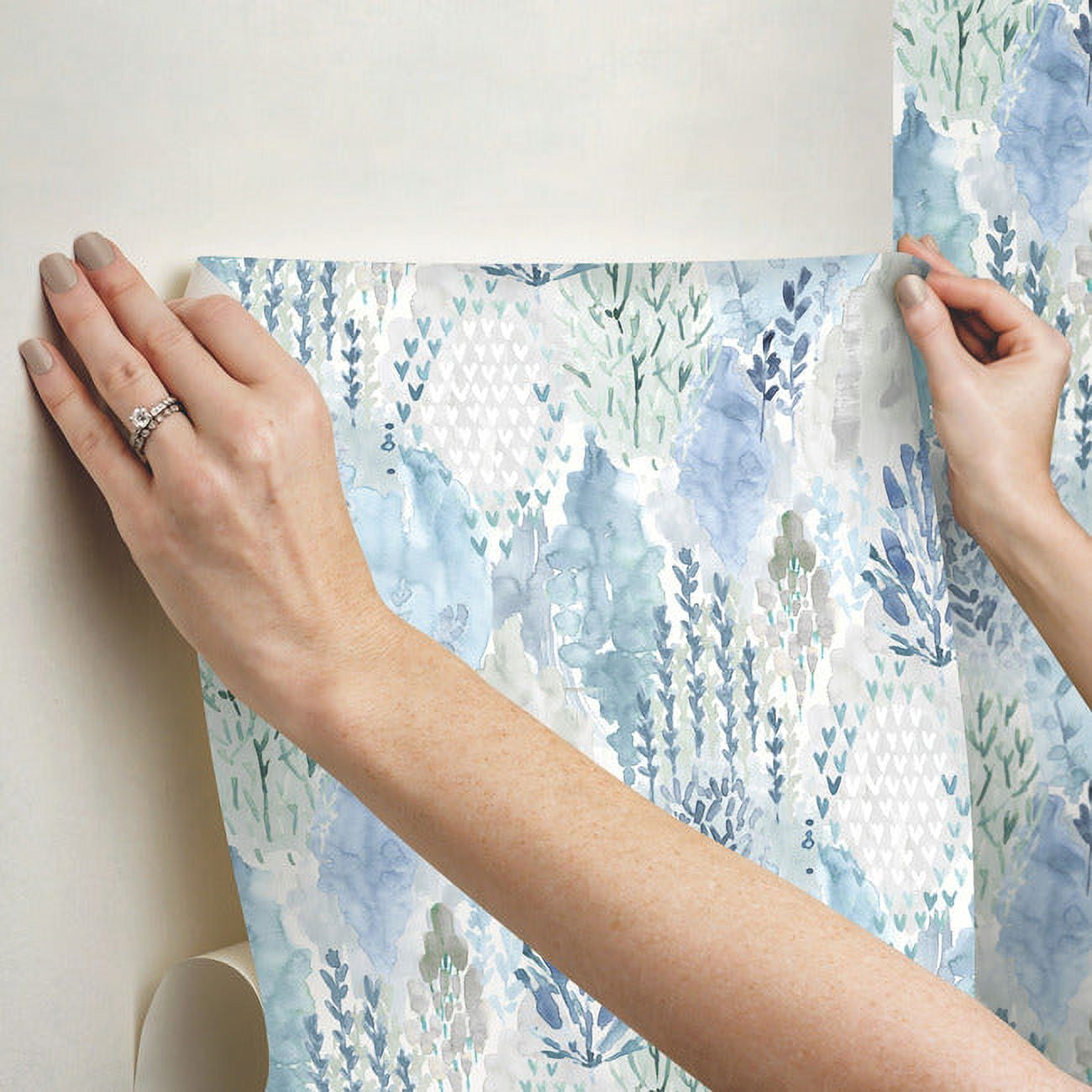 RoomMates Watercolor Tree Mosaic Peel and Stick Wallpaper (Green, 20.5 in x 18 ft) lboli