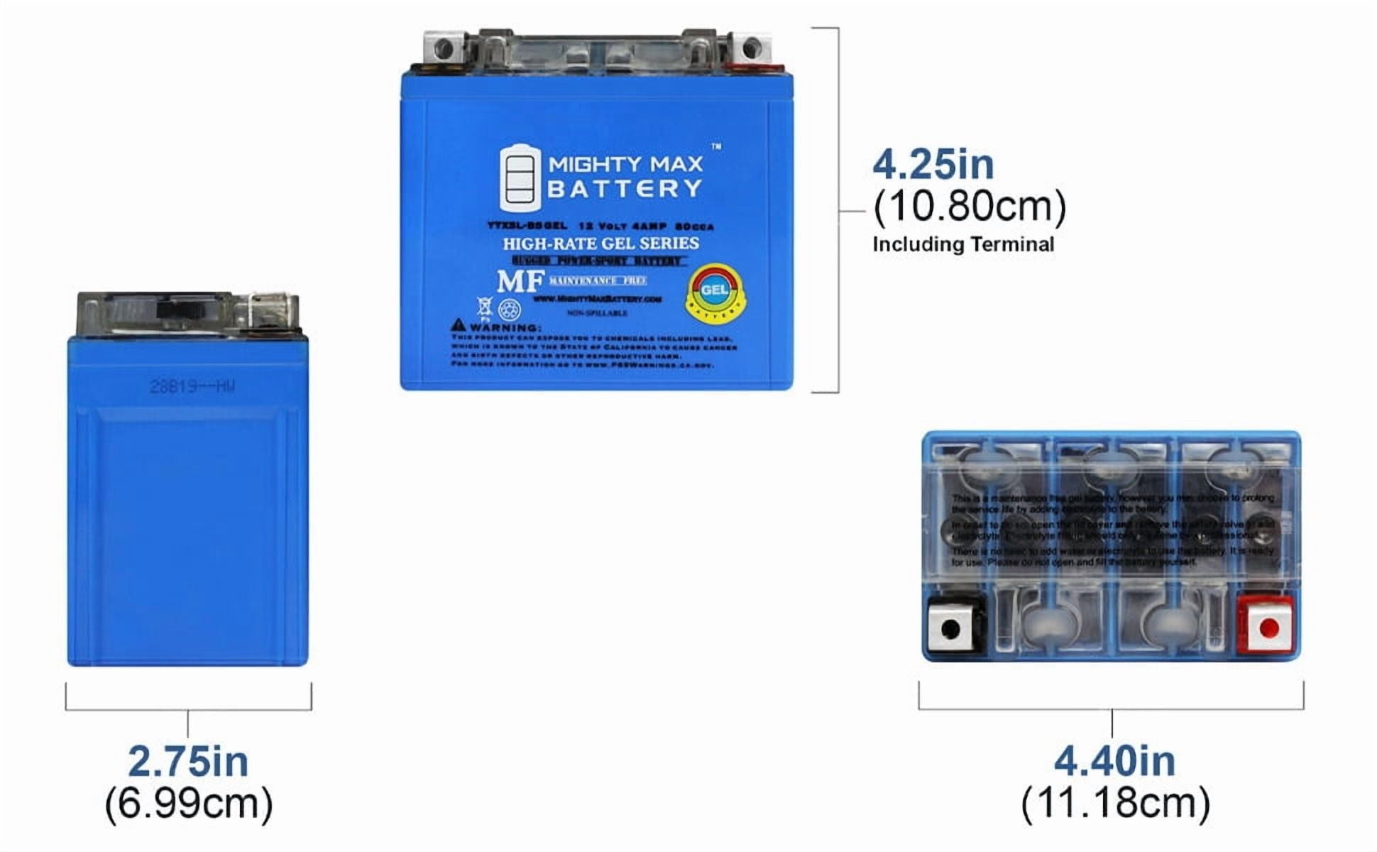 Mighty Max Battery YTX5L-BS GEL Replacement Battery for Yamaha 90 YMF90 Grizzly (12V, 4AH) 9283i