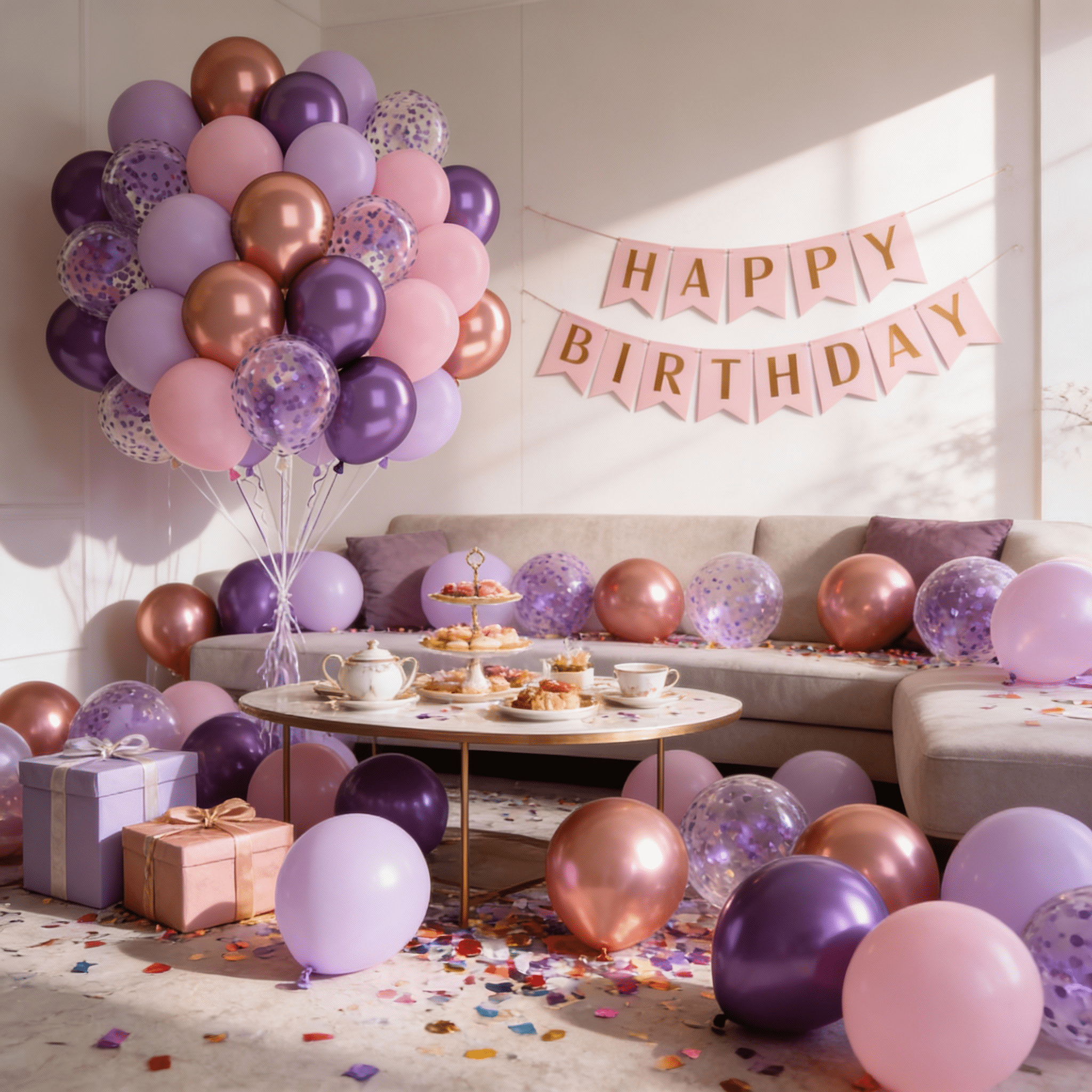 Qiameng Metallic Rose Gold and Pastel Purple Balloon Arch Kit for Party Decorations (50 Pack, 12 in) u2yey