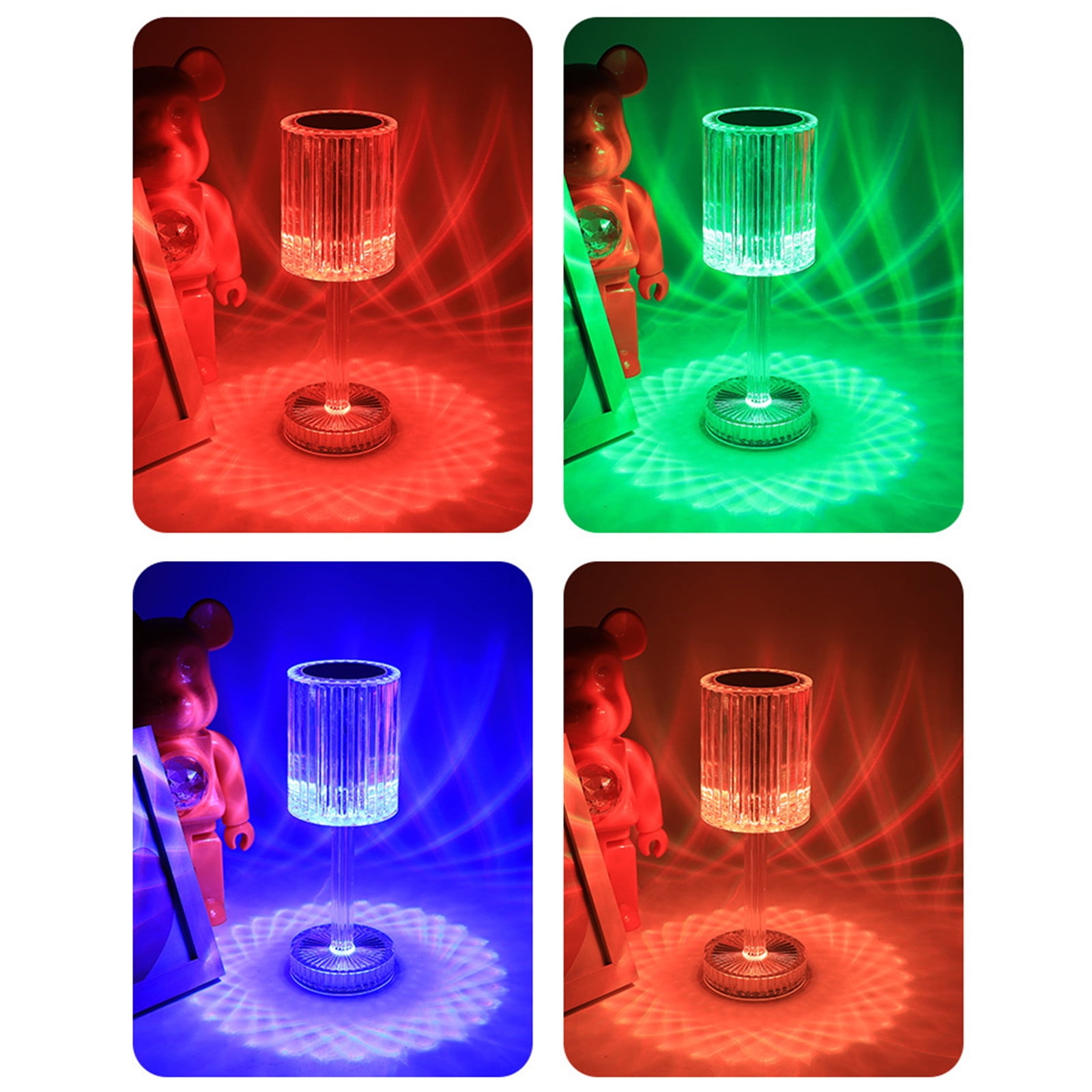 Kezqiaxn Crystal LED Desk Lamp, 16-Color RGB Touch Control Rechargeable Night Light for Bedroom and Office (1 Pack) lybgi