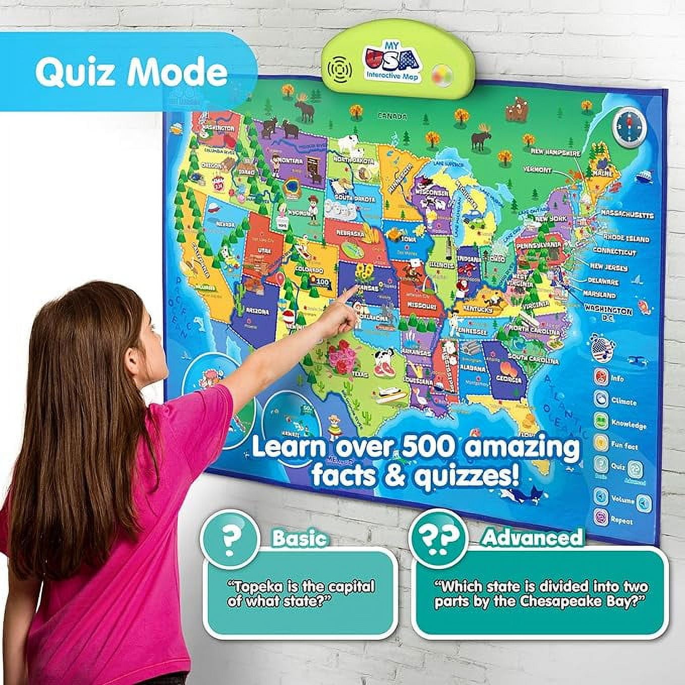 BEST LEARNING Interactive USA Map Electronic Talking Poster (Blue, 31 in x 21 in) 9xff1