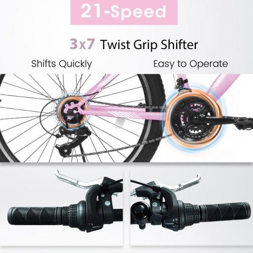 POVANLI 26-inch Mountain Bike, Aluminum Frame 21-Speed Bicycle with Dual V-Brakes and Shock-Absorbing Front Fork (Black and Orange, 26 in) afweg