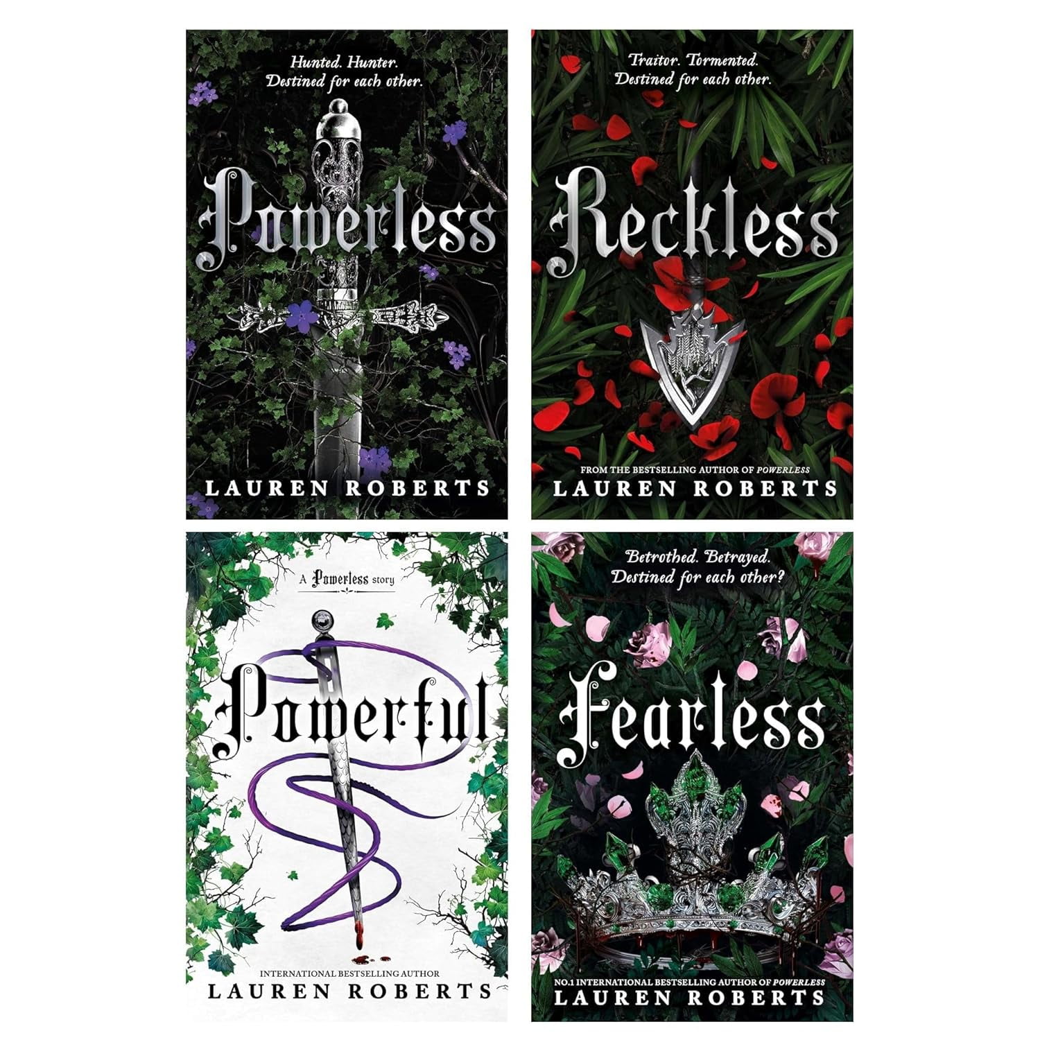 Books LTD Powerless Trilogy and Powerful 4-Book Collection Set by Lauren Roberts (4-Book Paperback Set) p76dn