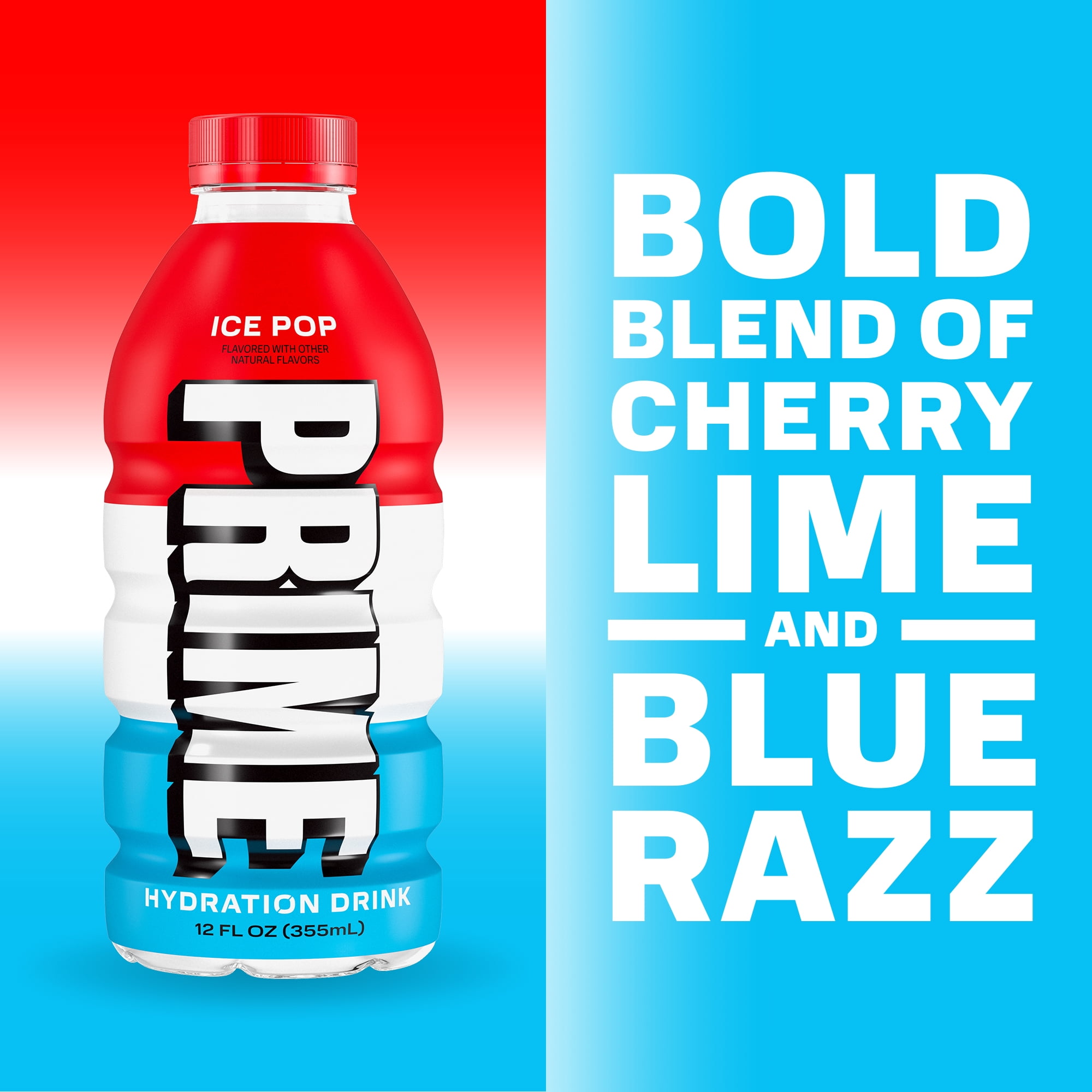 PRIME Hydration Sports Drink Variety Pack, Electrolyte Infused Beverage (Ice Pop, Cherry Freeze, Berry Freeze, 15 Pack, 12 fl oz) zpqk8