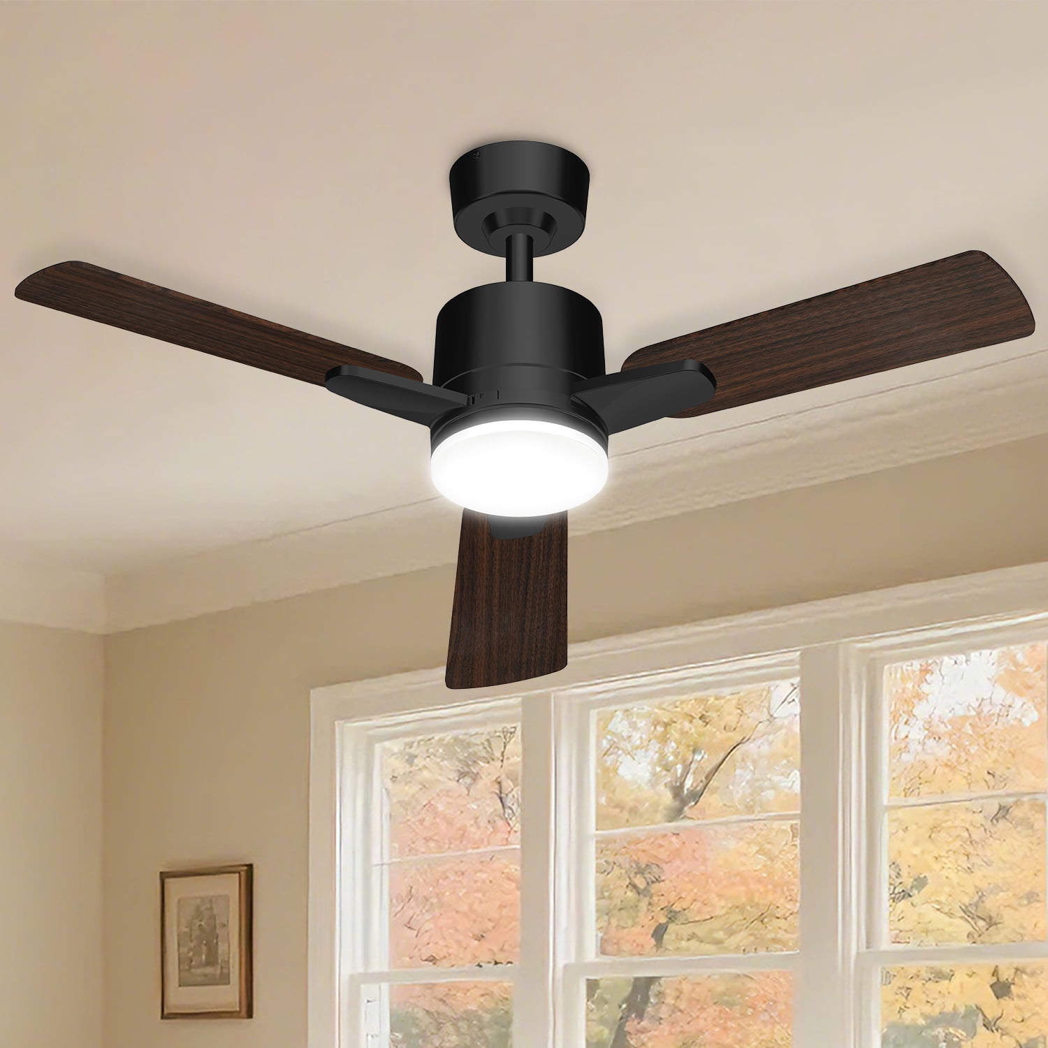 Mainstays 42 in Ceiling Fan with LED Light and Remote Control (Black, 42 in) ofavv