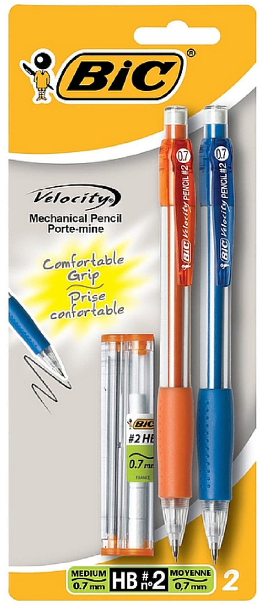 BIC Velocity Mechanical Pencils, Smooth Writing Grip, Retractable Tip (Assorted Colors, 2 Pack) izak5