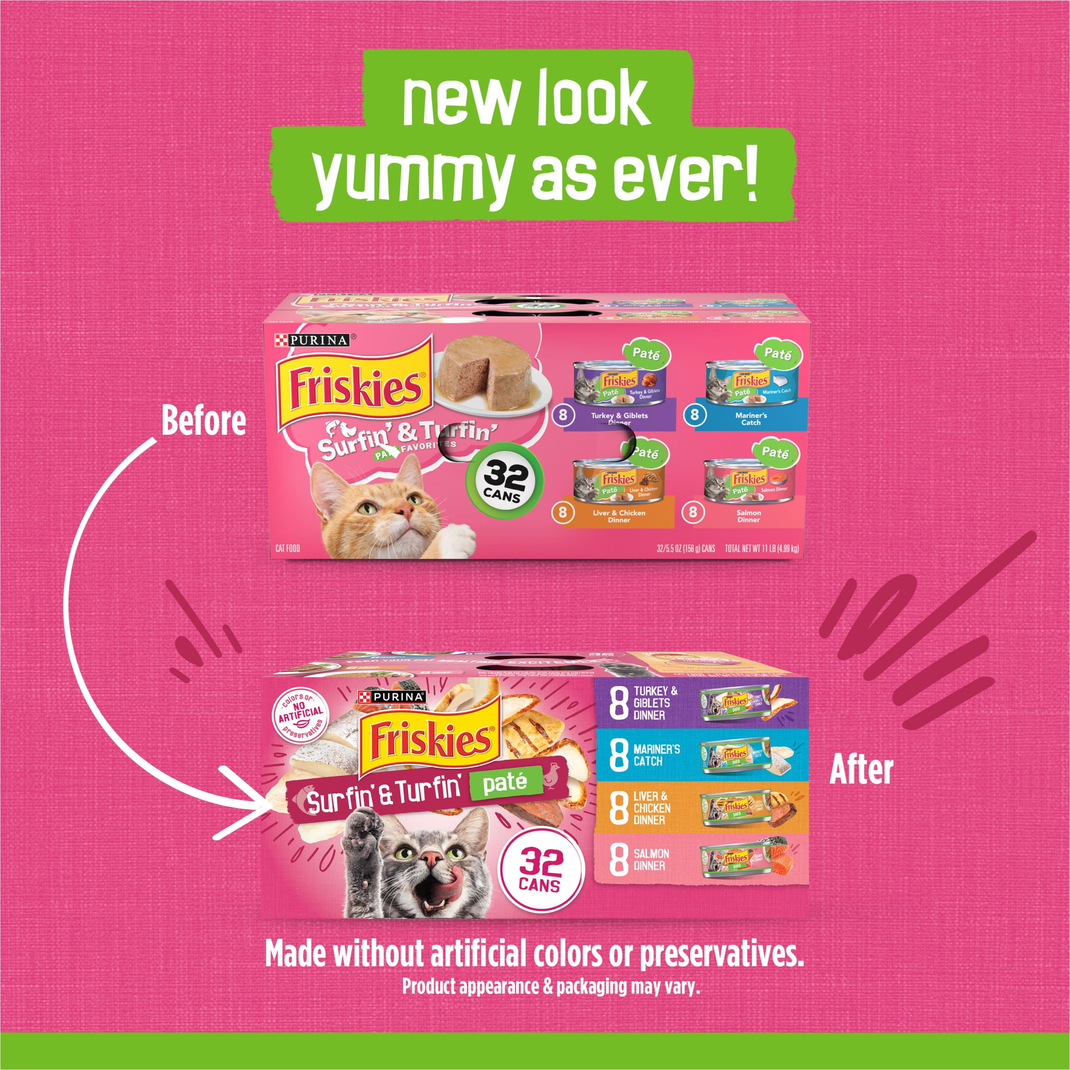 Friskies Pate Wet Cat Food Variety Pack, Surfin' and Turfin' Favorites (Multi-Flavor, 5.5 oz) 8xwsq