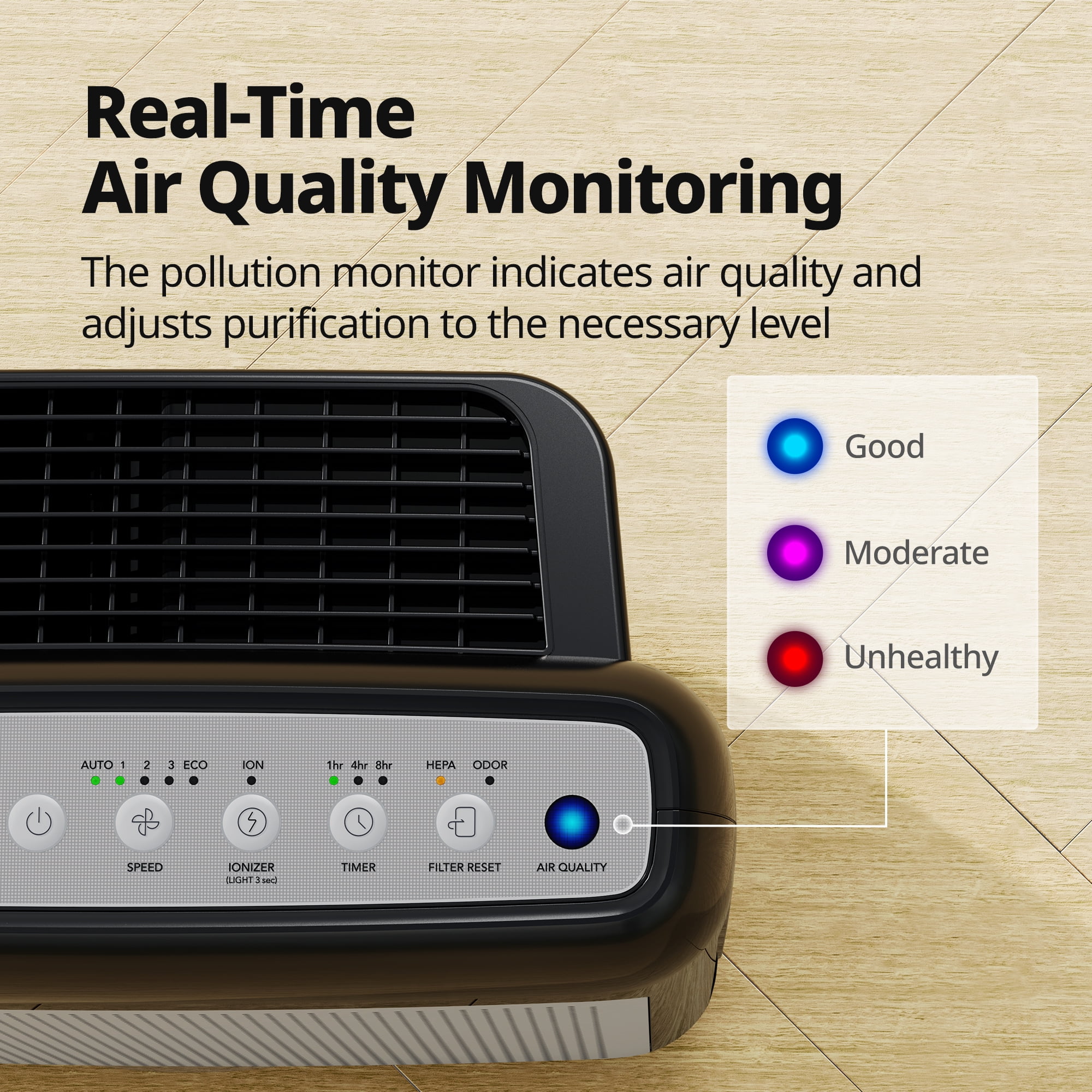 Coway Airmega 200M True HEPA Air Purifier with Real-Time Air Quality Monitor (Black, 361 sq. ft. Coverage) 3l7x2