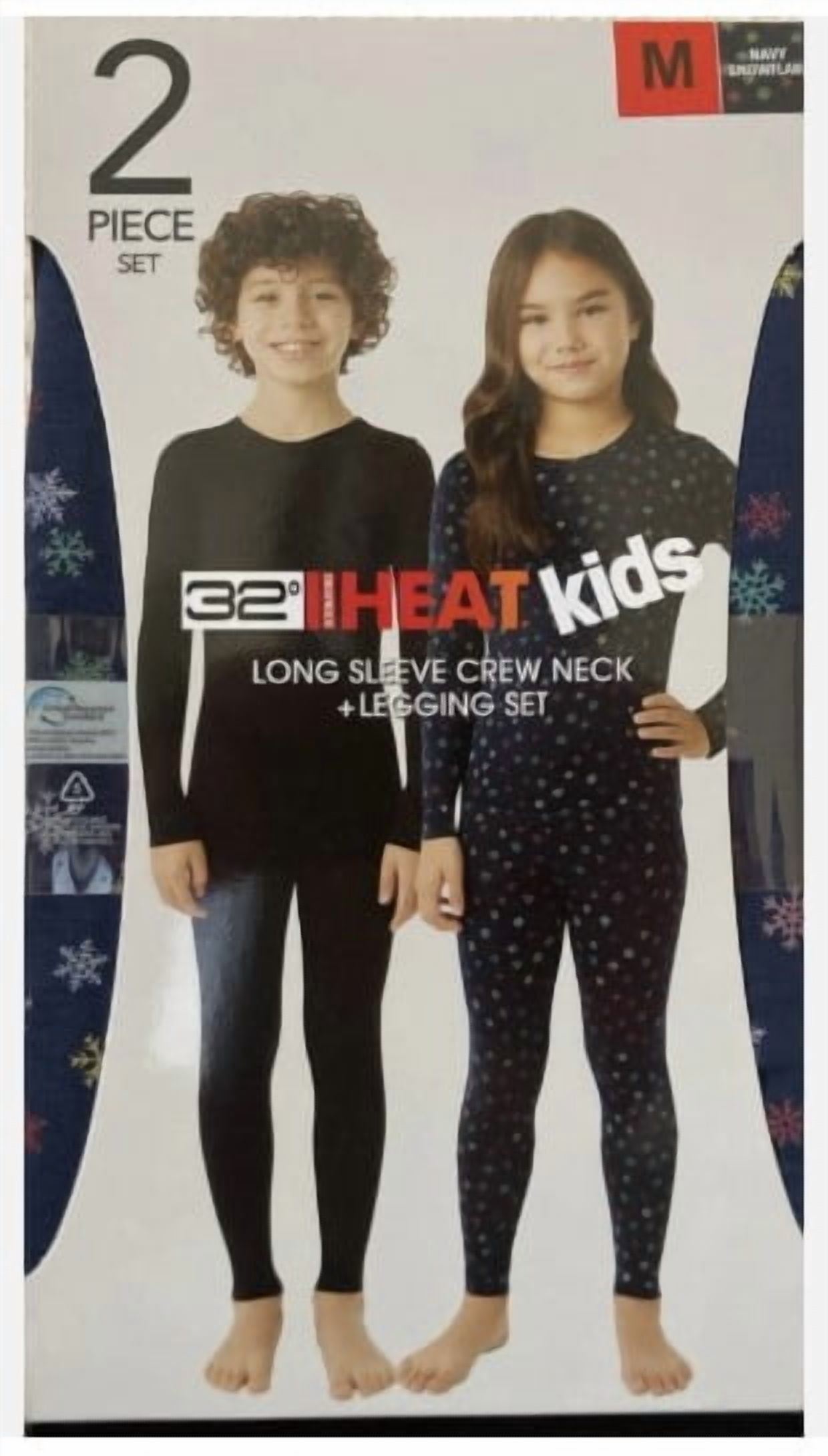 32 Degrees HEAT Kids Thermal Long-Sleeve Crew Neck & Legging 2-Piece Set (Navy, Small) hxxn3