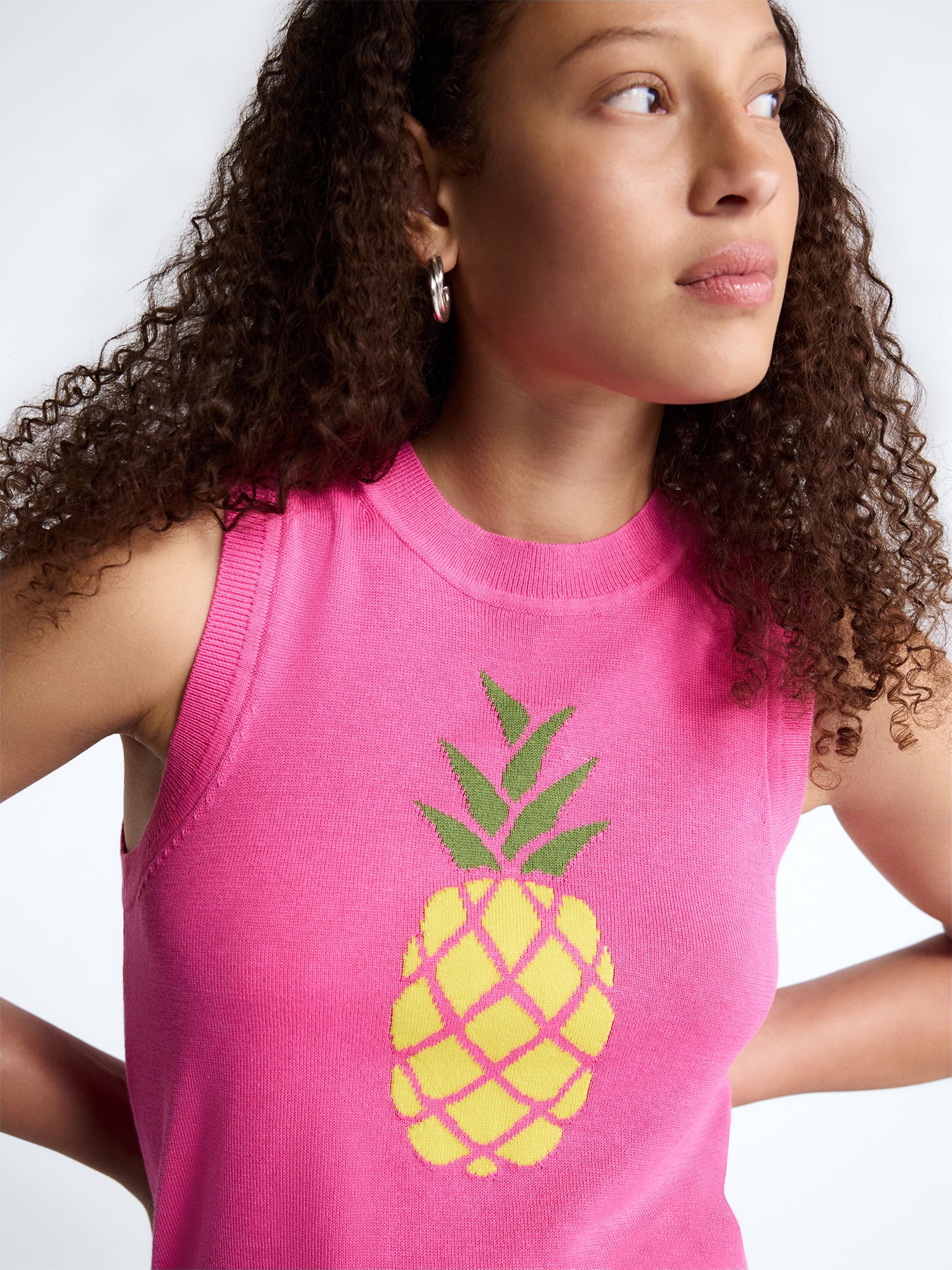 Free Assembly Women's Graphic Sweater Shell Sleeveless Crewneck Top (Pink, XS-4X) kloj1