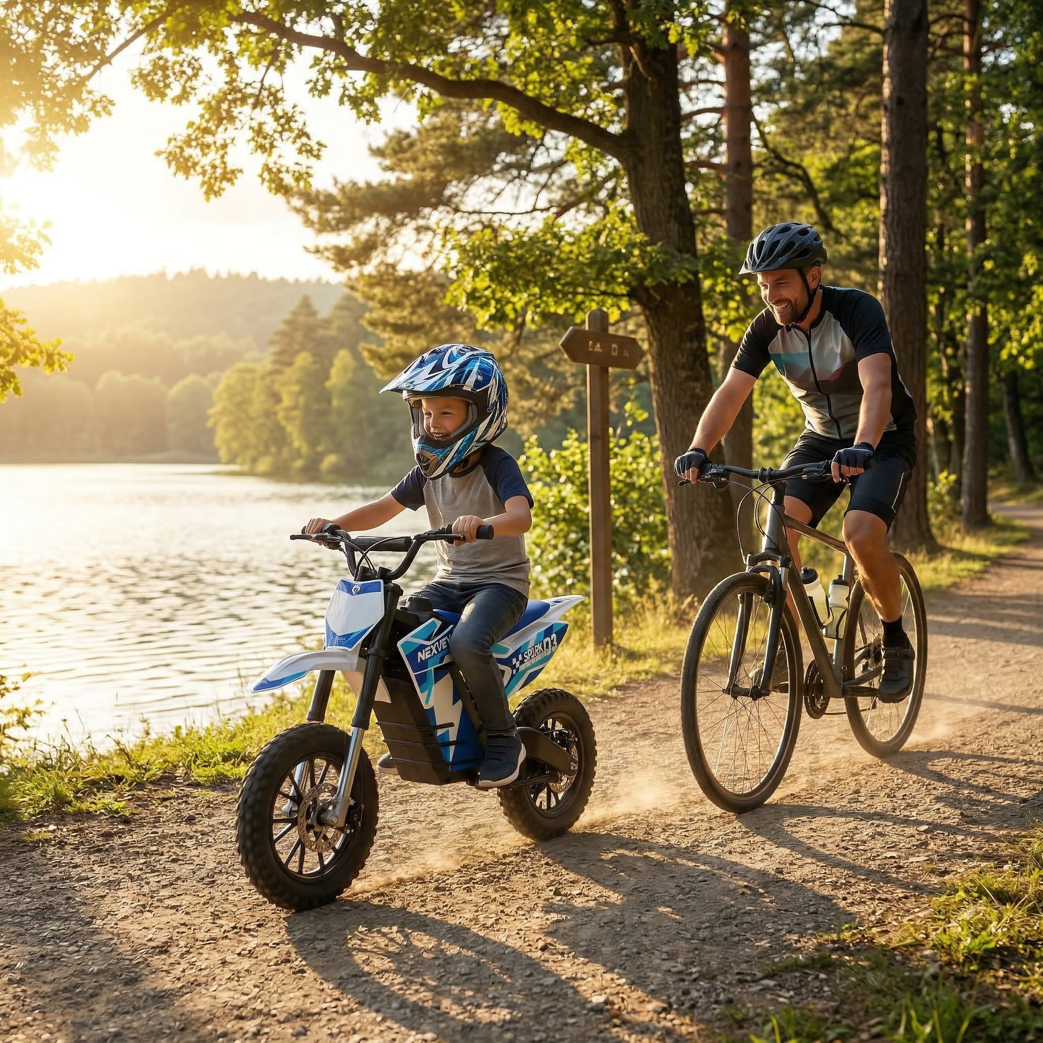 NEXVEY Spark 03 Electric Dirt Bike for Kids, 1500W Off-Road Ebike with Dual Suspension (Blue, 14 in Tires) nomxy