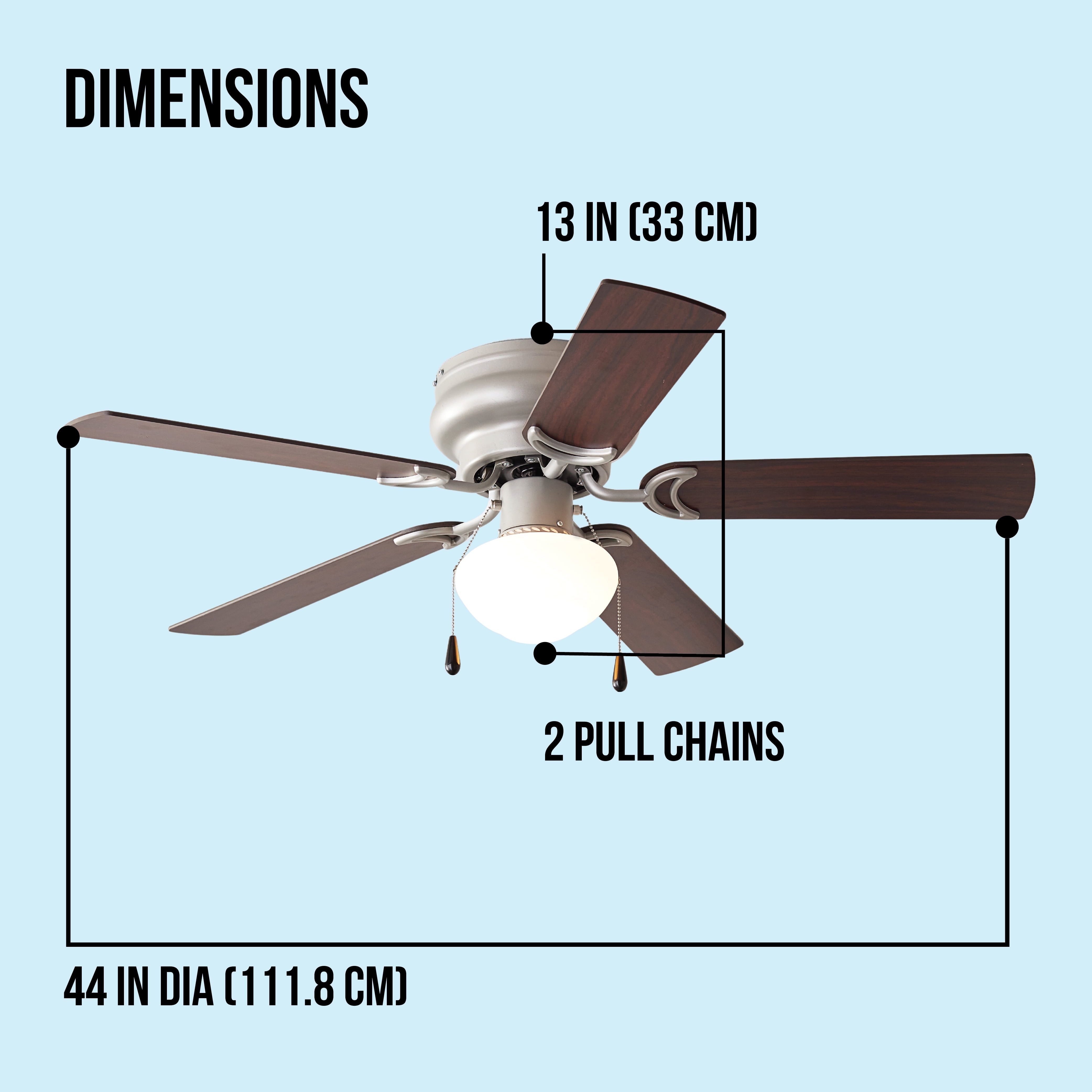 Mainstays 44 in Hugger Indoor Ceiling Fan with Light Kit (Satin Nickel, 5 Blades) suzee