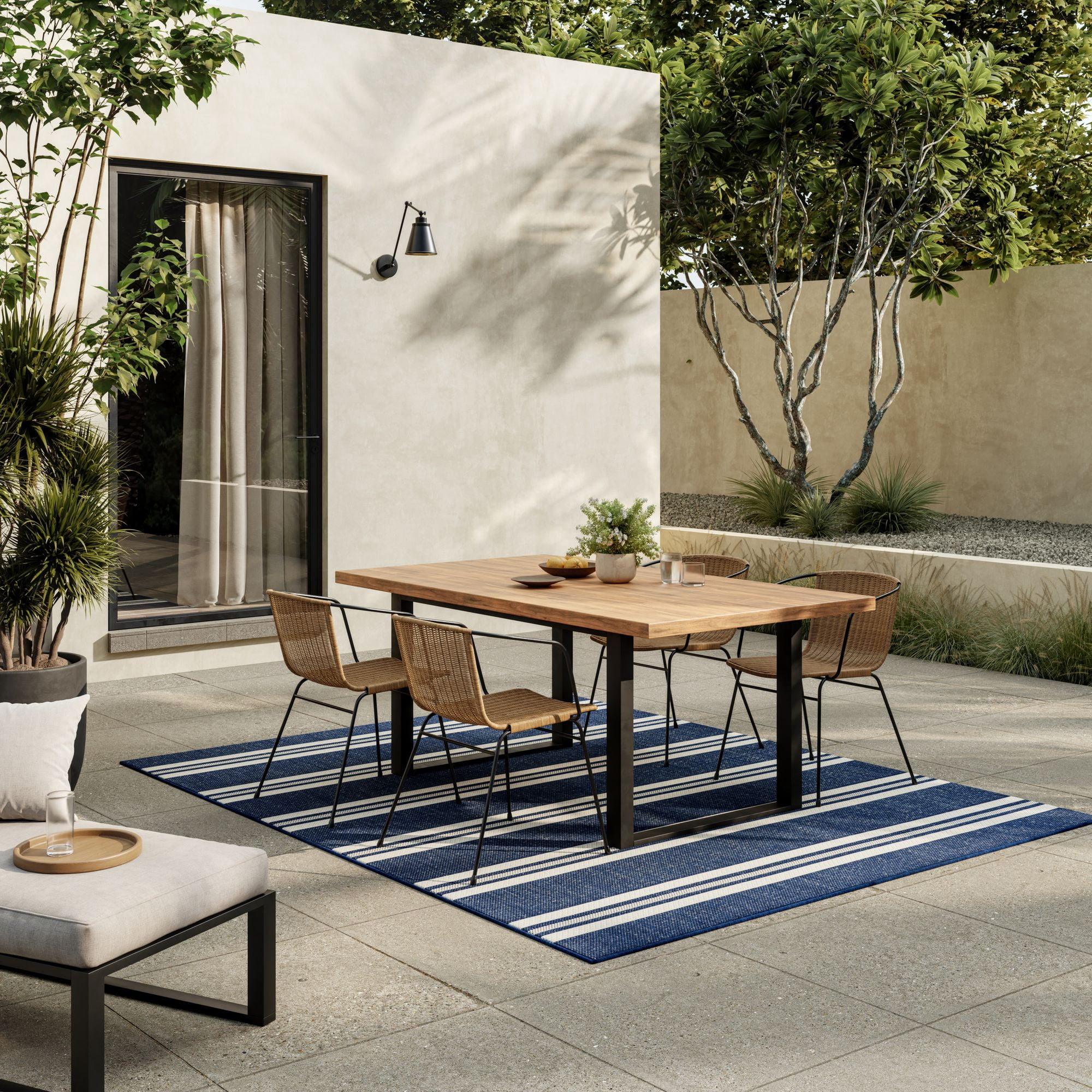 Nourison Horizon Indoor/Outdoor Modern Area Rug (Navy, 6 ft x 9 ft) 7nzg7