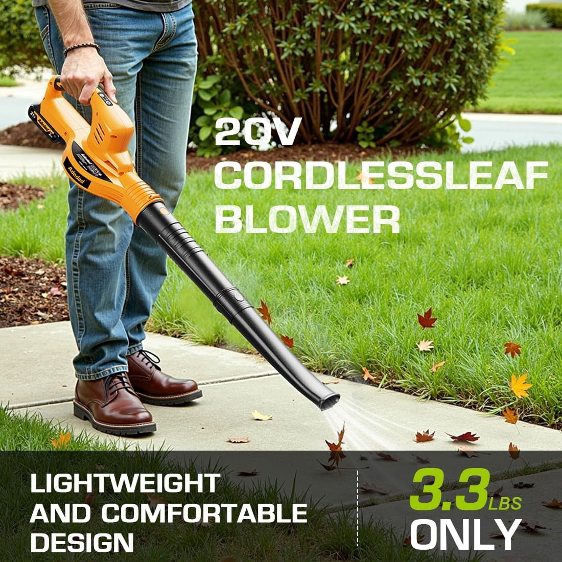 Adedad 20V Cordless Leaf Blower, 150MPH Handheld Electric Yard Blower with Dual Batteries and Charger (Black, 3.3 lb) 0qn1z