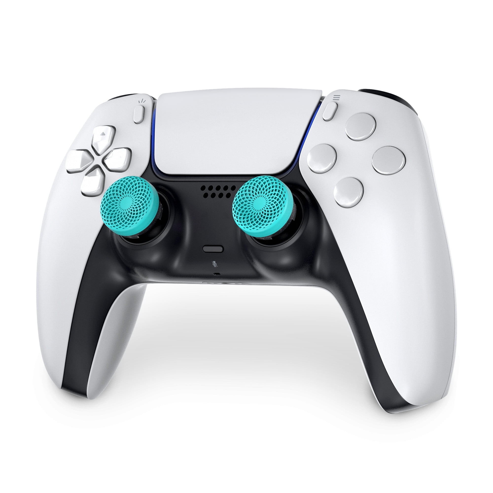 KontrolFreek Lotus Performance Thumbsticks for PlayStation 5 and PlayStation 4 (Mid-Rise Concave, Teal/Clear, 2 Pack) l1fmf