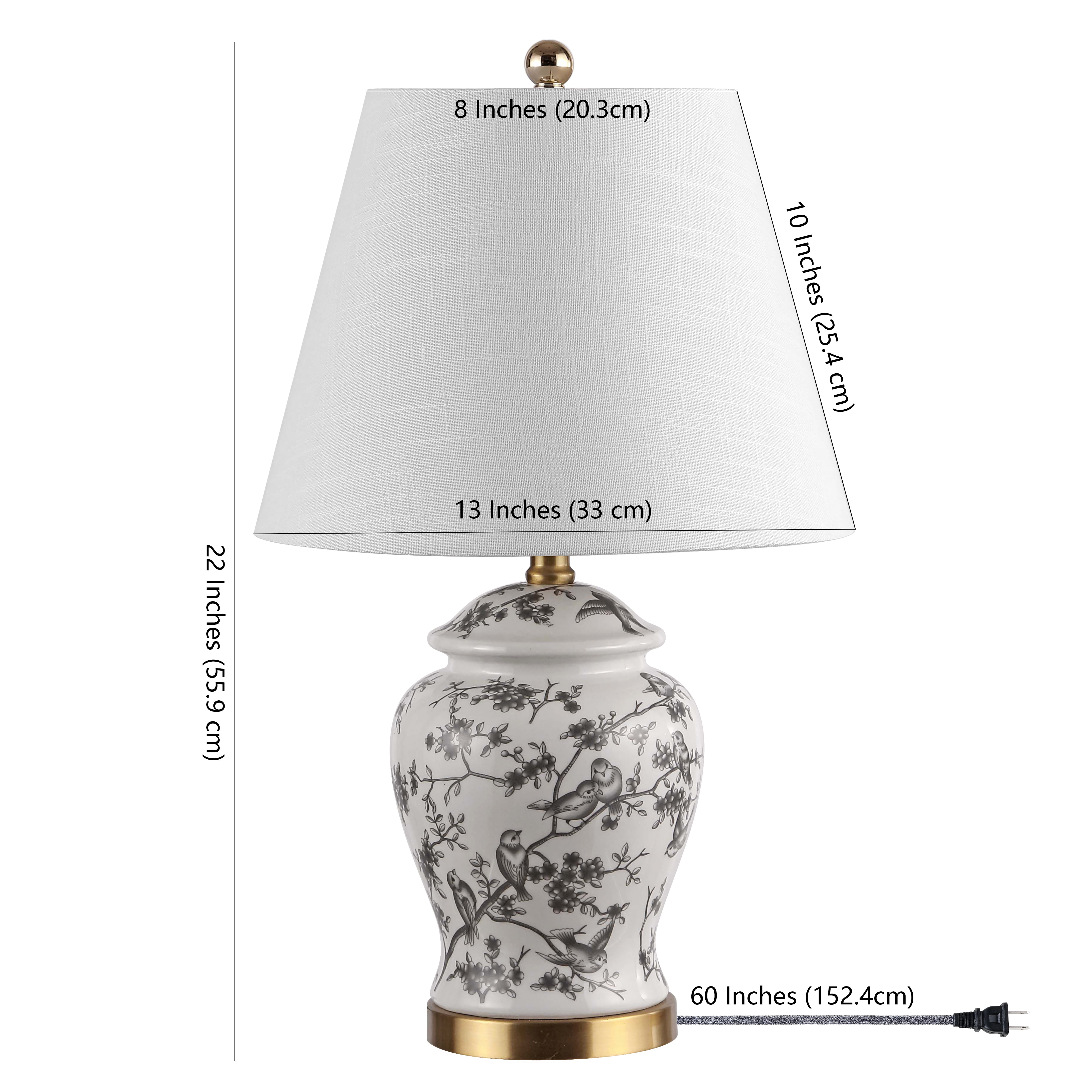 JONATHAN Y Penelope Chinoiserie Ginger Jar LED Table Lamp, Traditional French Country Ceramic Decor (Gray/White, 22 in) acu2v